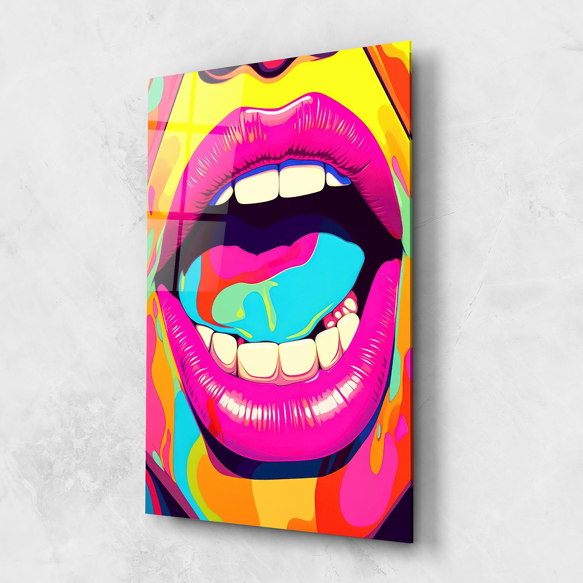 Glasbild Pop Art Mouth mockup 1