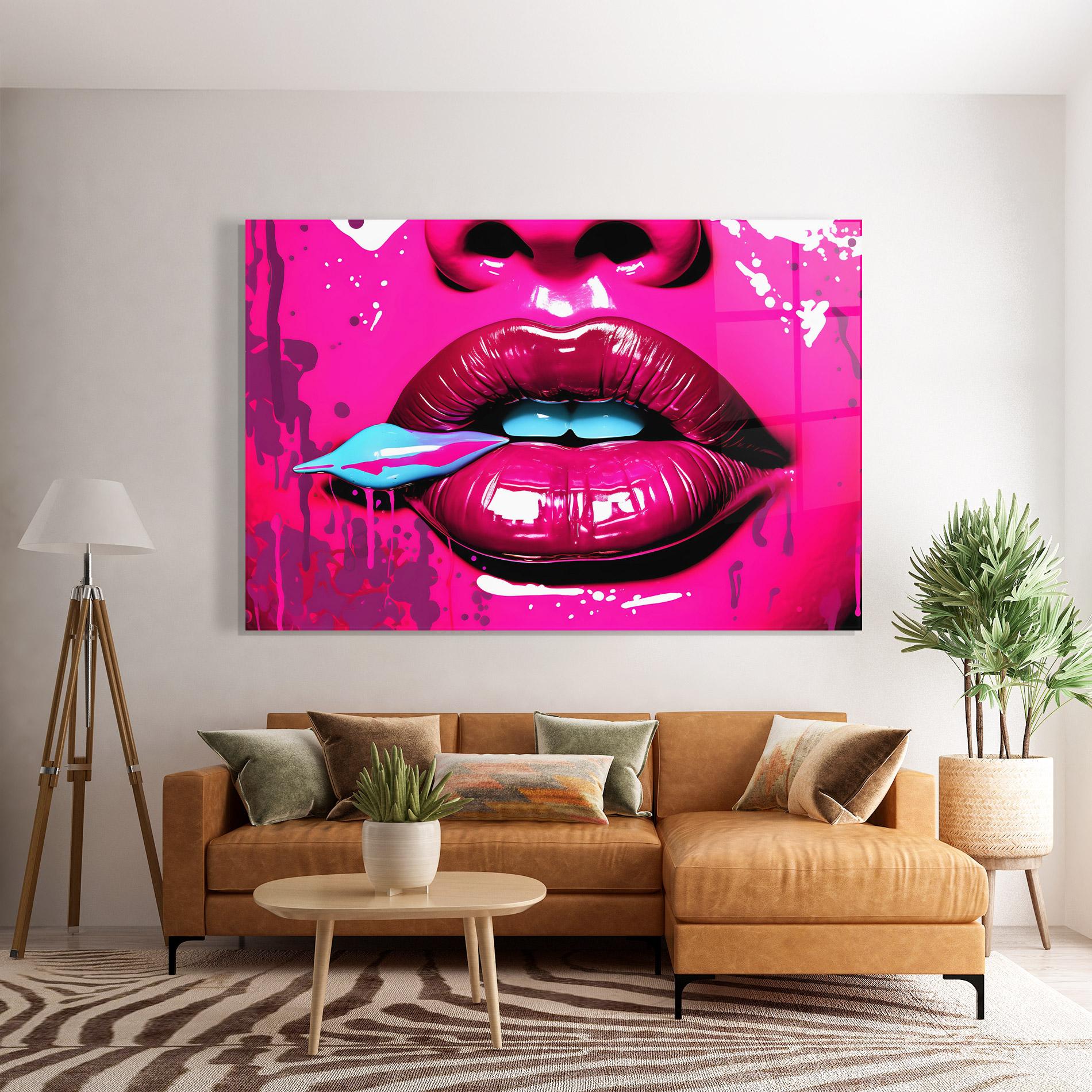 Glasbild Dark Pink Lips Art mockup 7