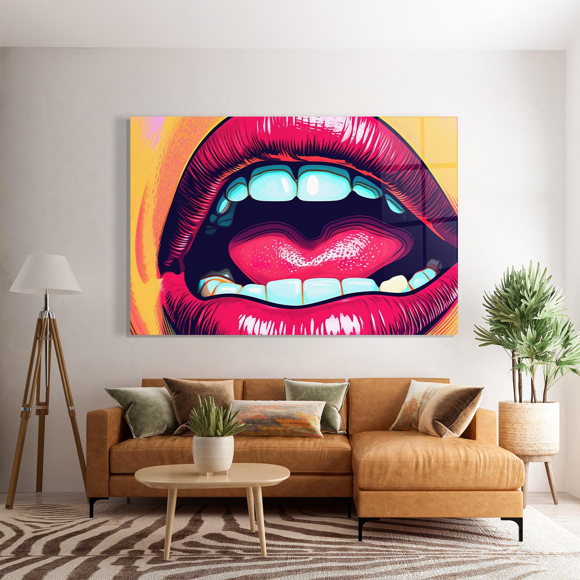 Glasbild Lips Pop Art mockup 7