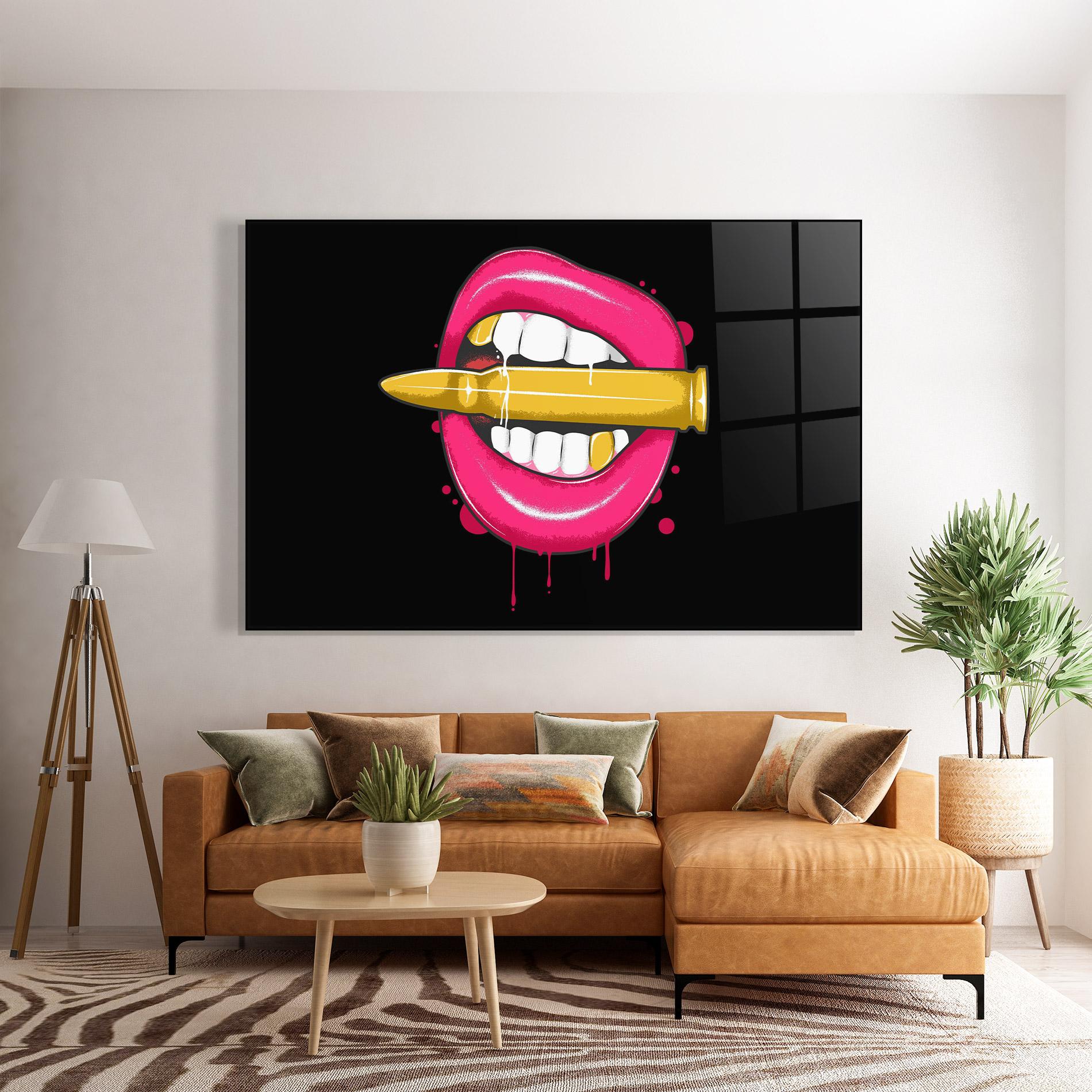 Glasbild Pink Bullet Lips mockup 7