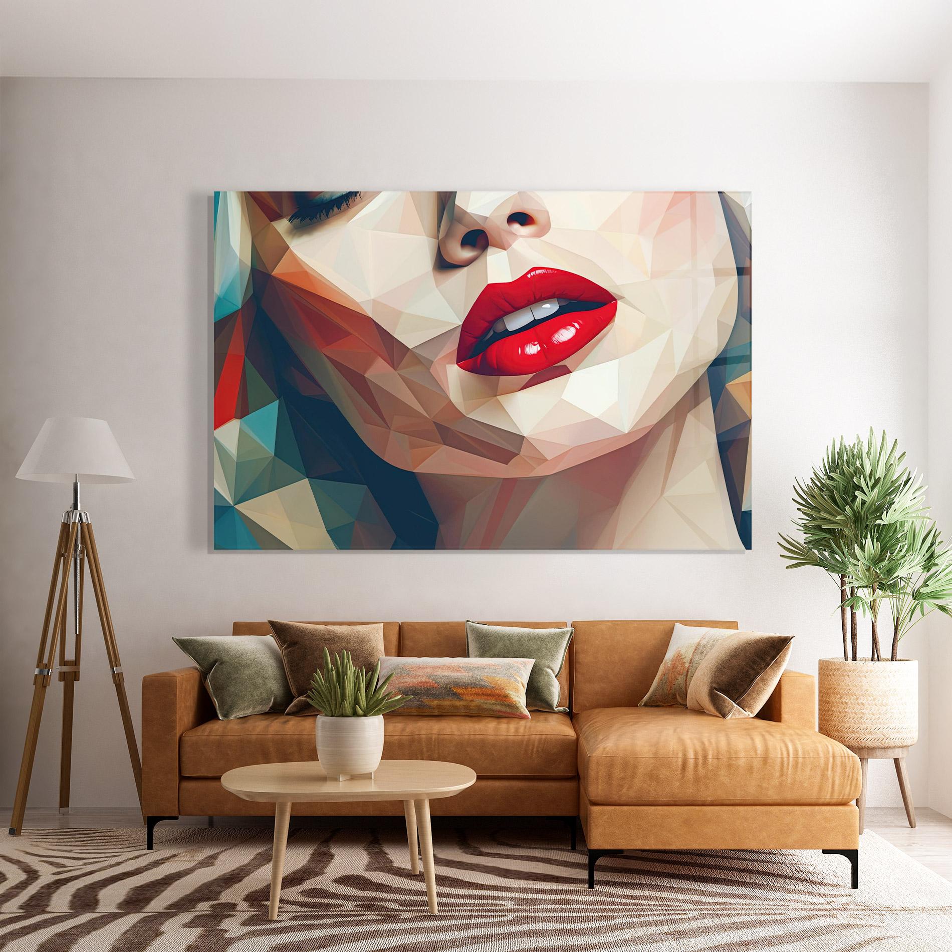 Glasbild Triangular Lips mockup 7