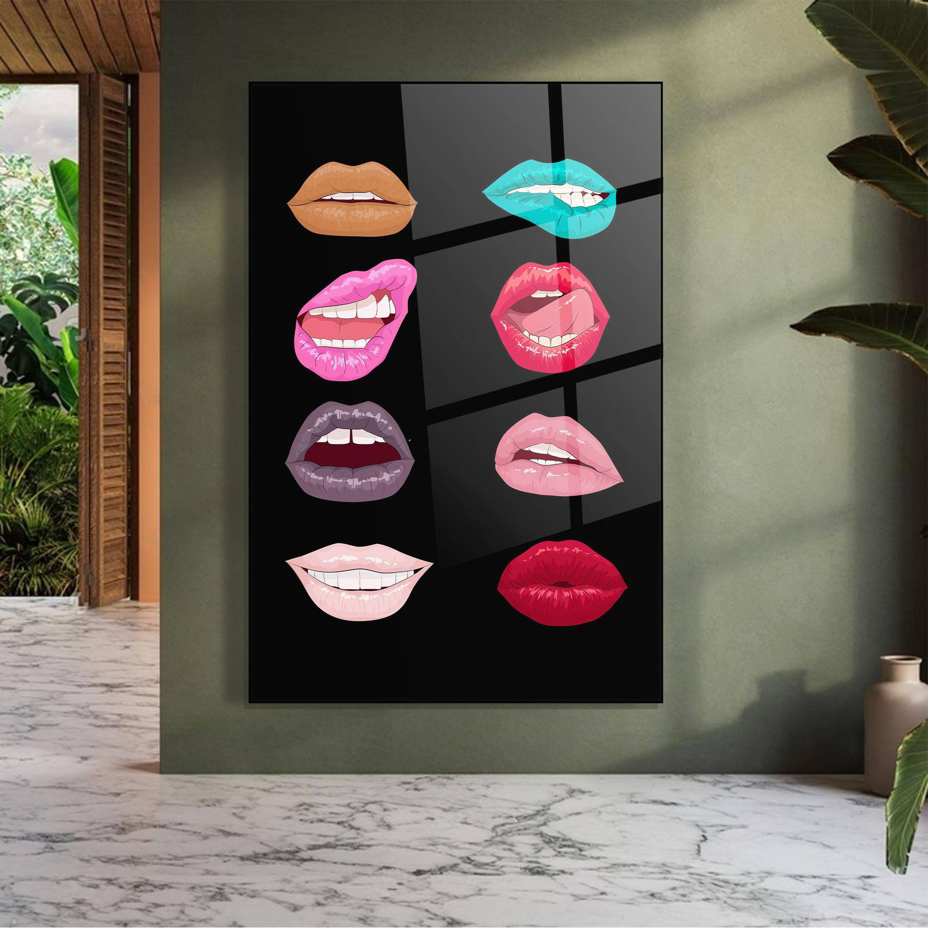 Glasbild Colorful Lips mockup 7