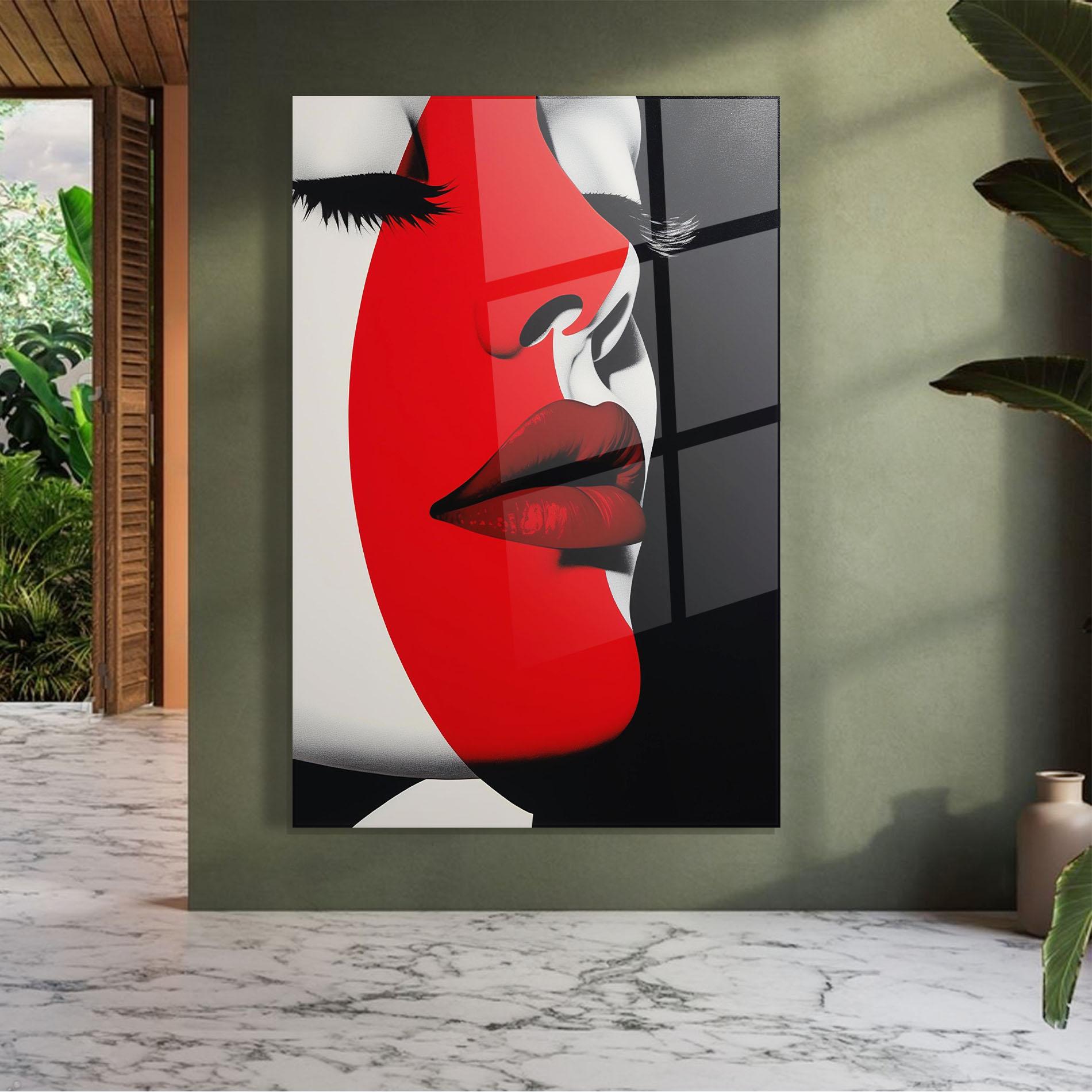 Glasbild Dark Red Lips mockup 7