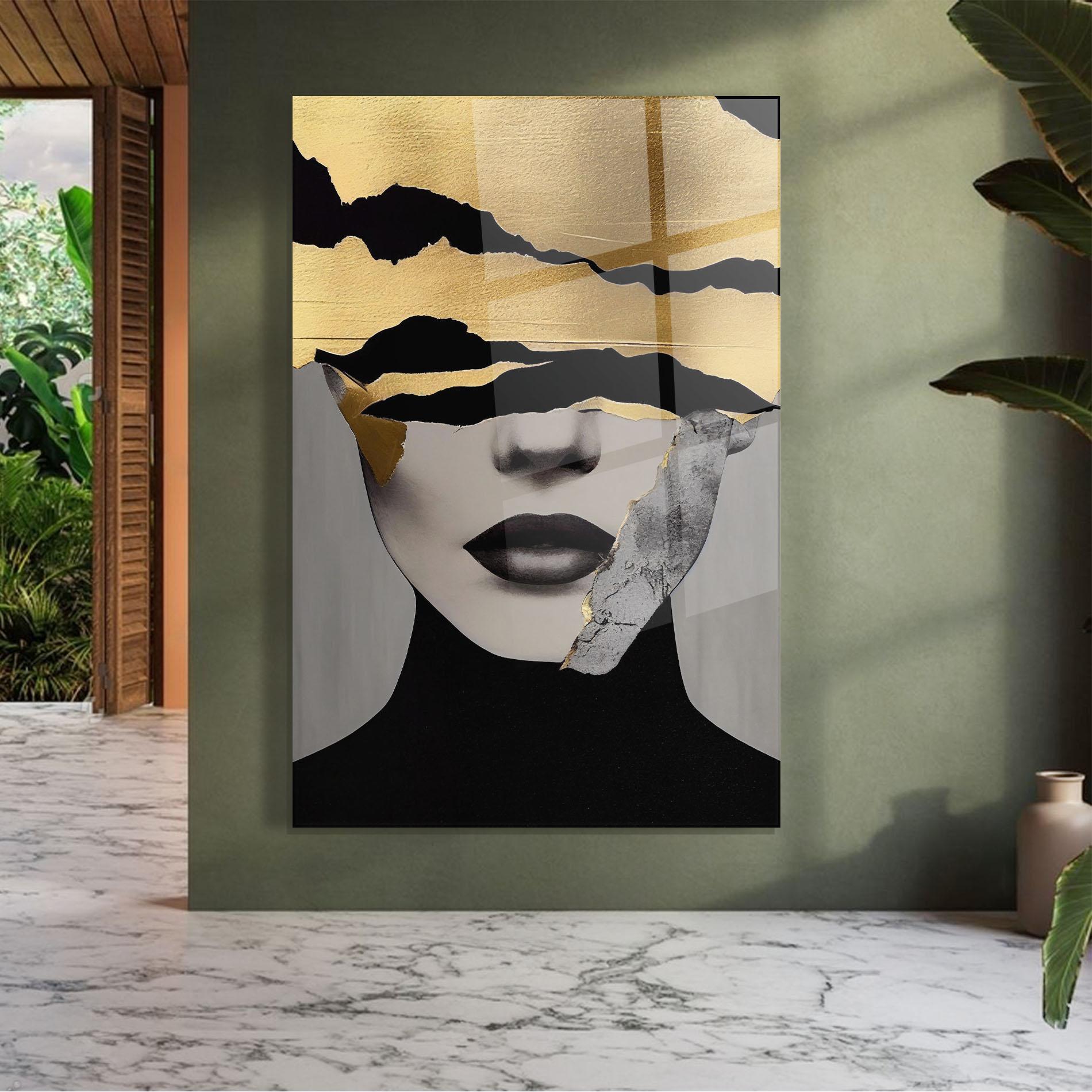 Glasbild Grey Gold Lips mockup 7