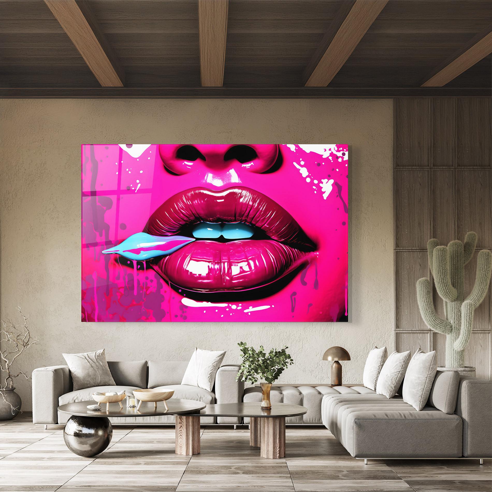 Glasbild Dark Pink Lips Art mockup 8