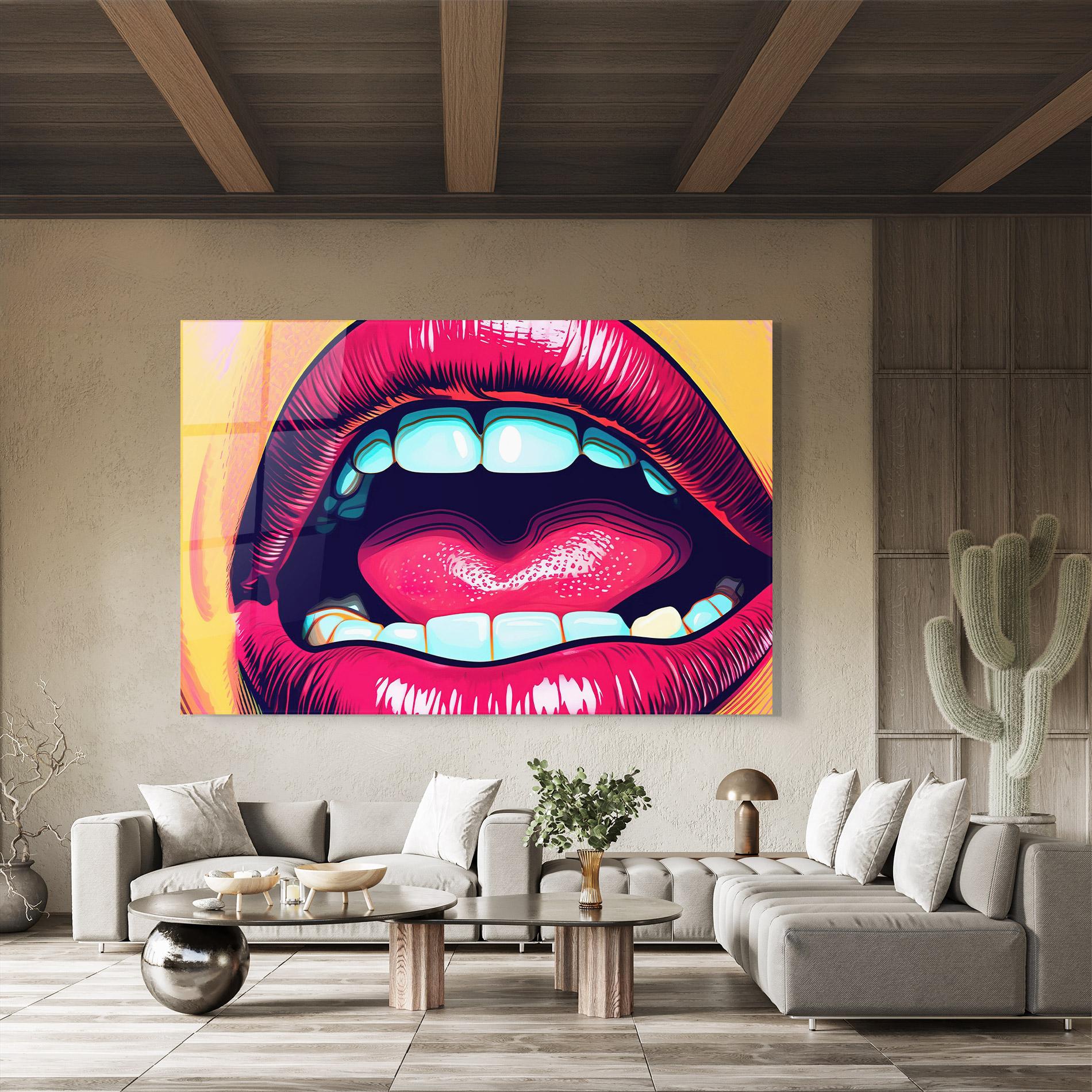 Glasbild Lips Pop Art mockup 8