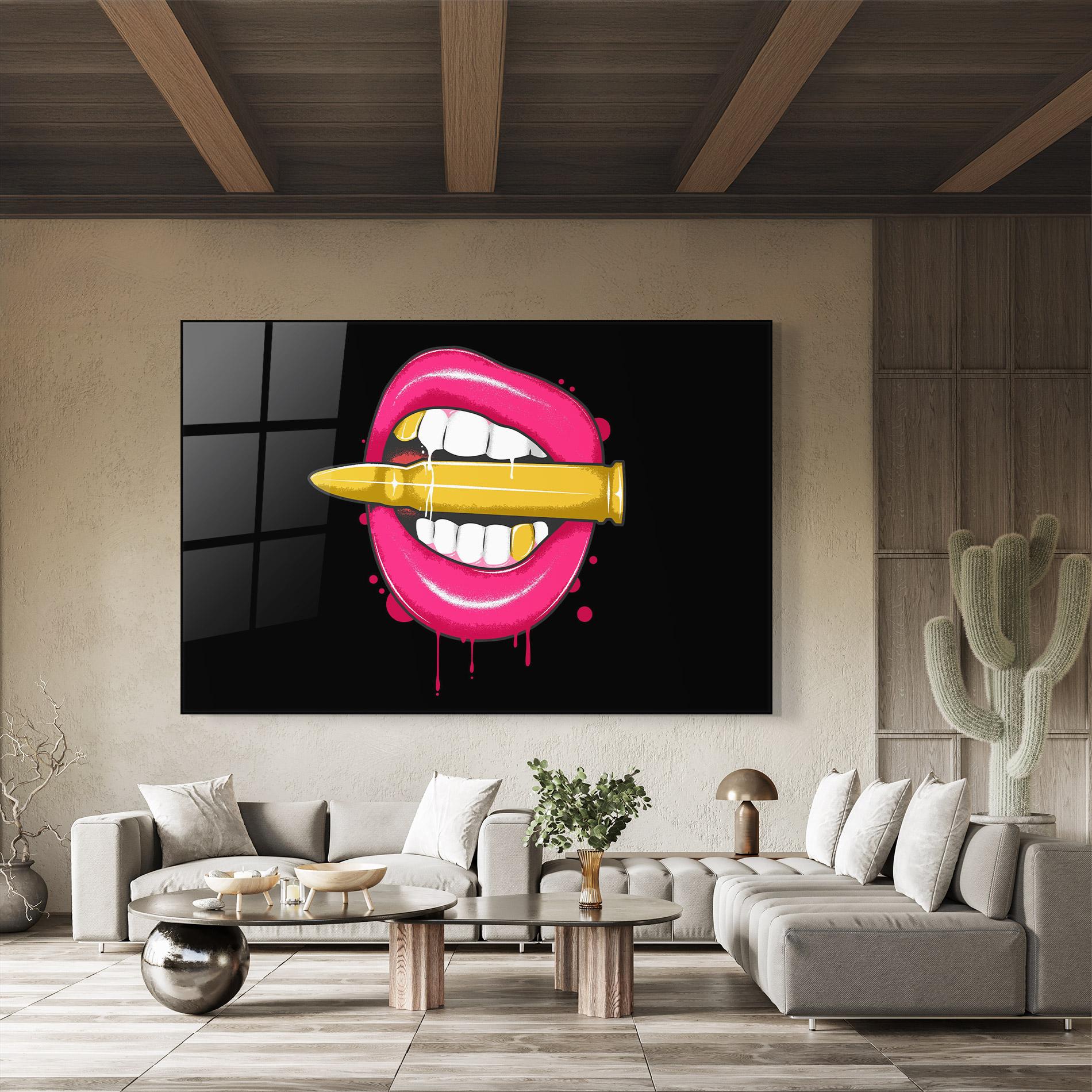 Glasbild Pink Bullet Lips mockup 8
