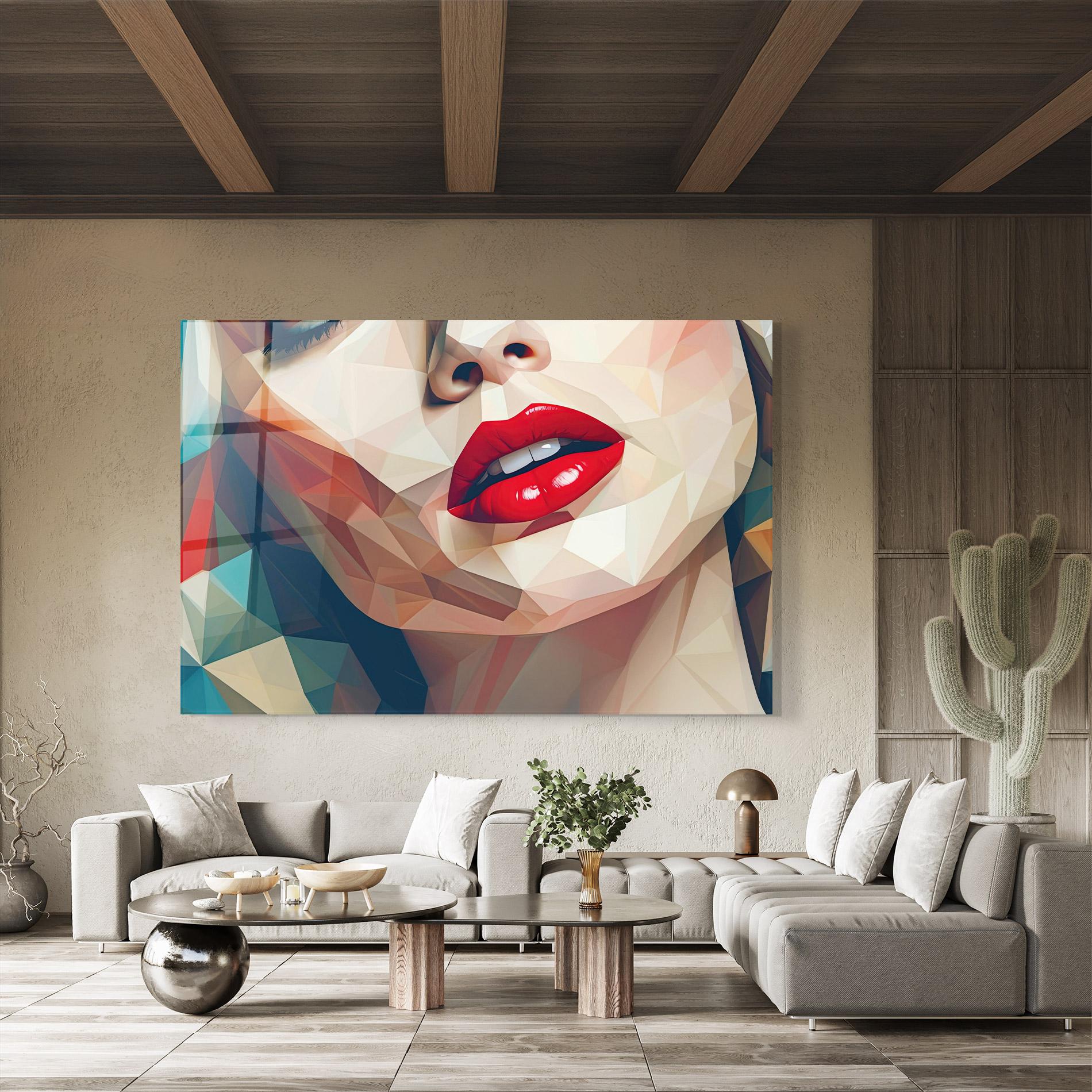 Glasbild Triangular Lips mockup 8