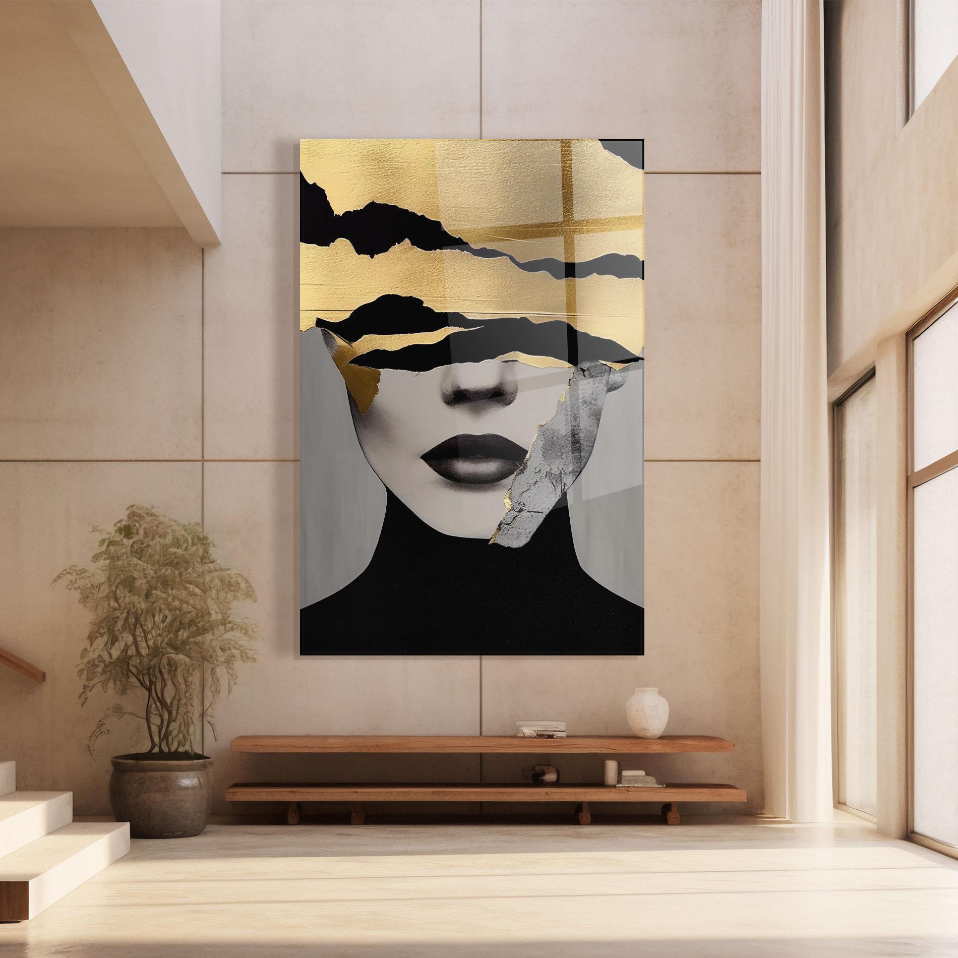 Glasbild Grey Gold Lips mockup 8