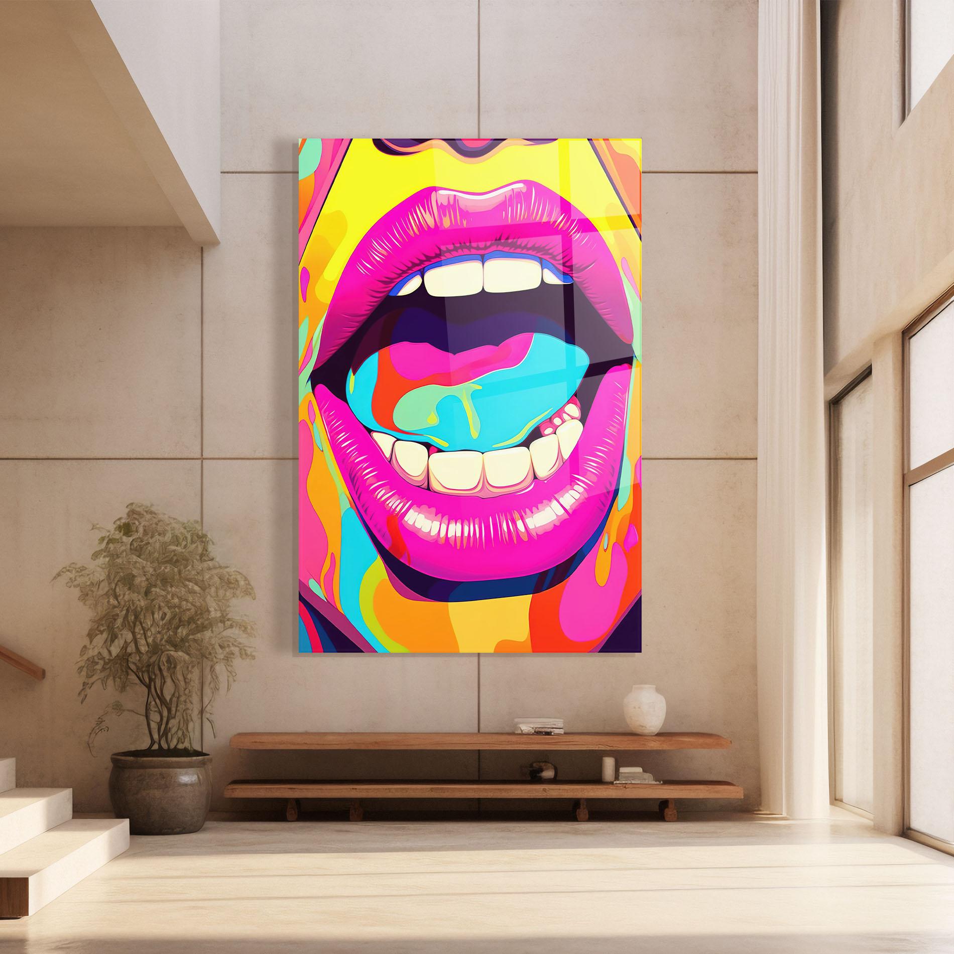 Glasbild Pop Art Mouth mockup 8