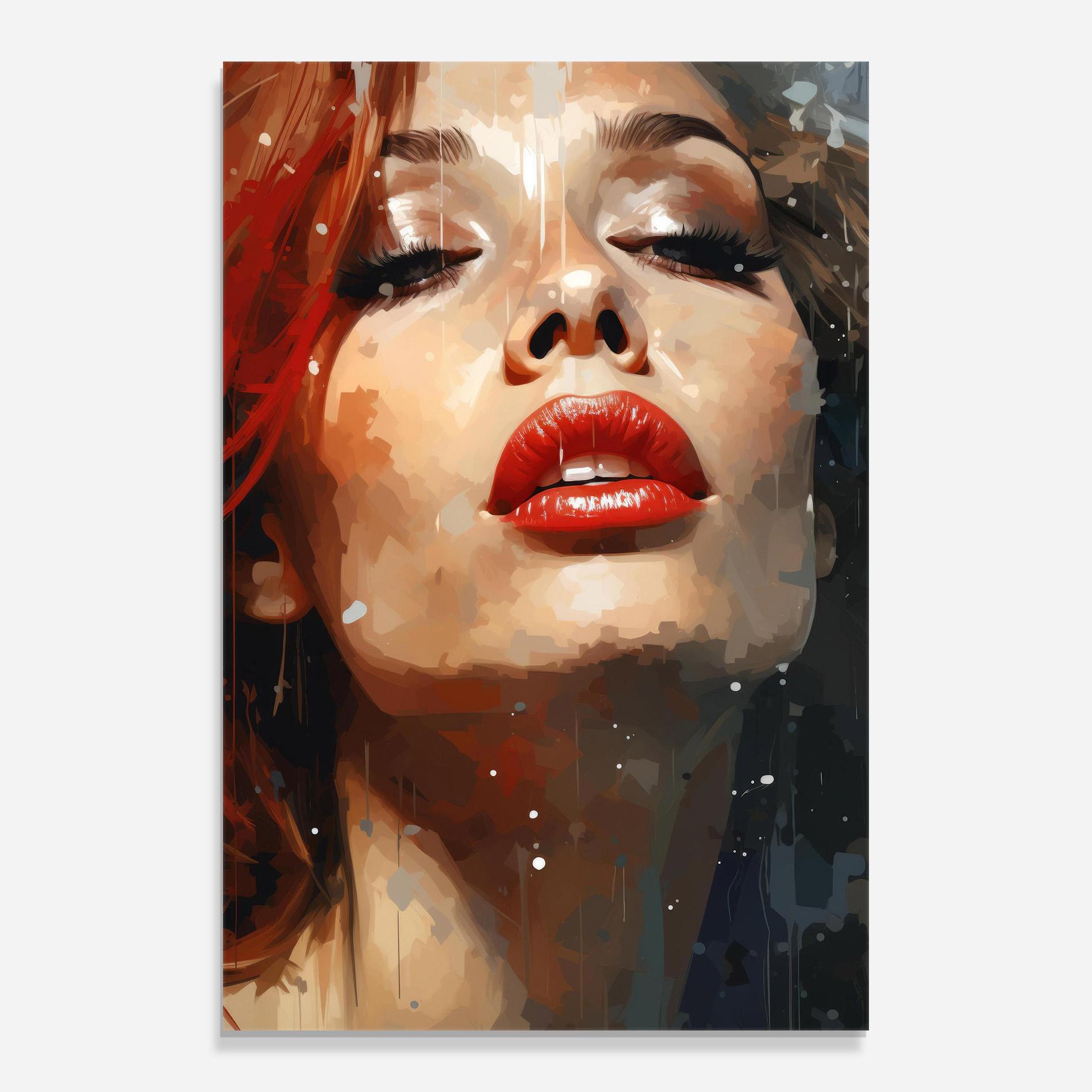 Glasbild Close Up Look Portrait mockup 0