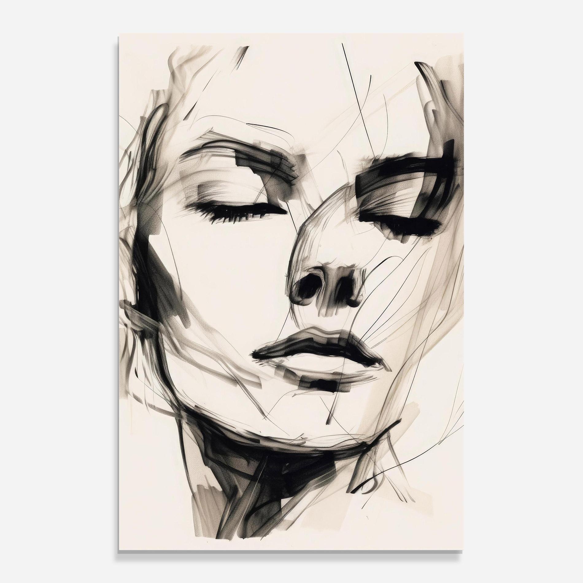 Glasbild Continuous Line Woman mockup 0