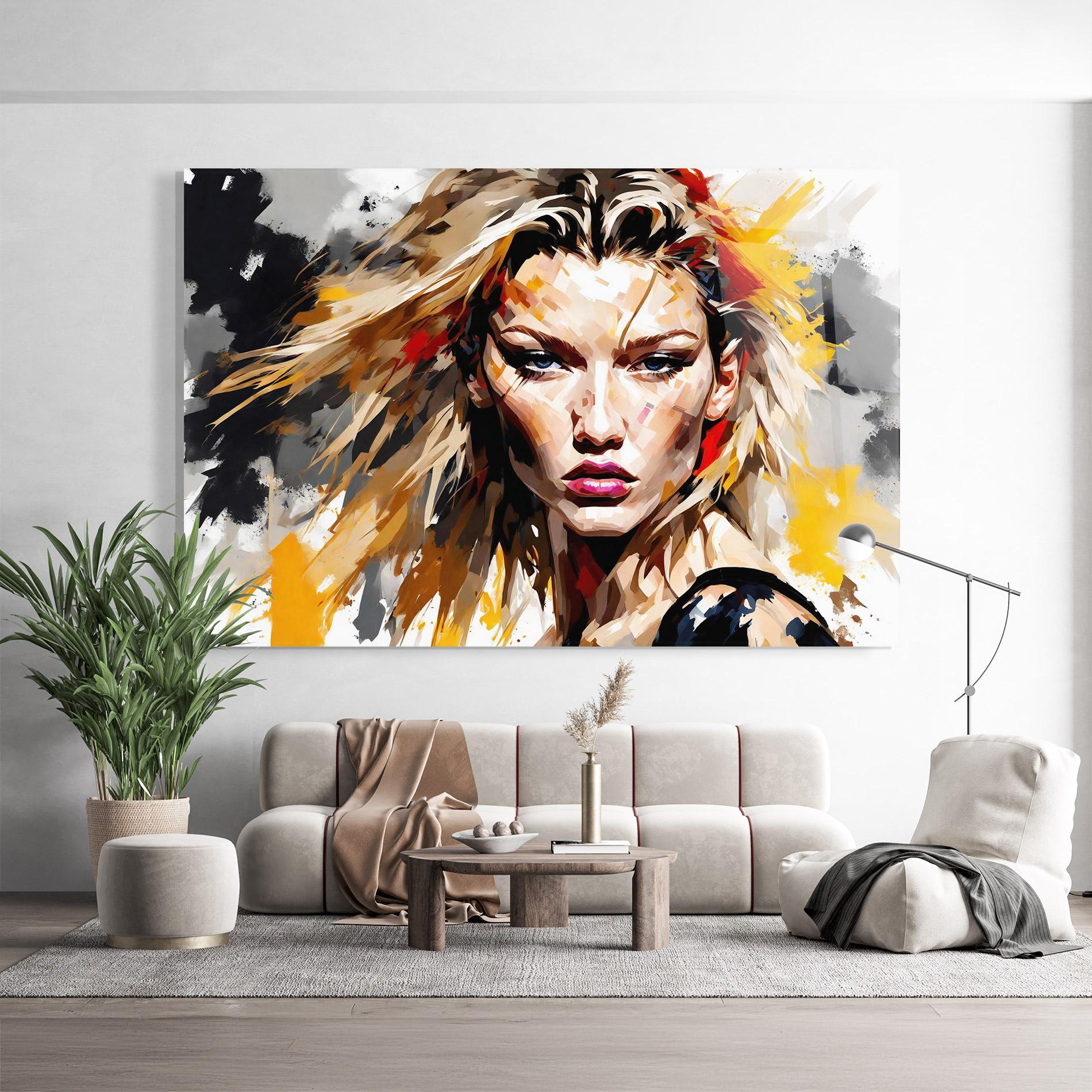 Glasbild Multicolored Splash Woman mockup 9