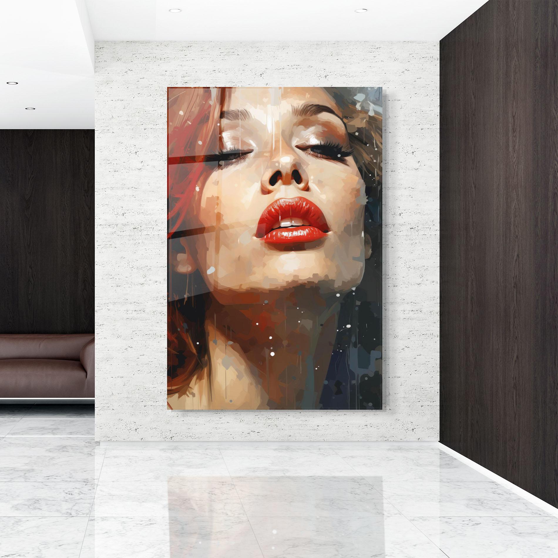 Glasbild Close Up Look Portrait mockup 9