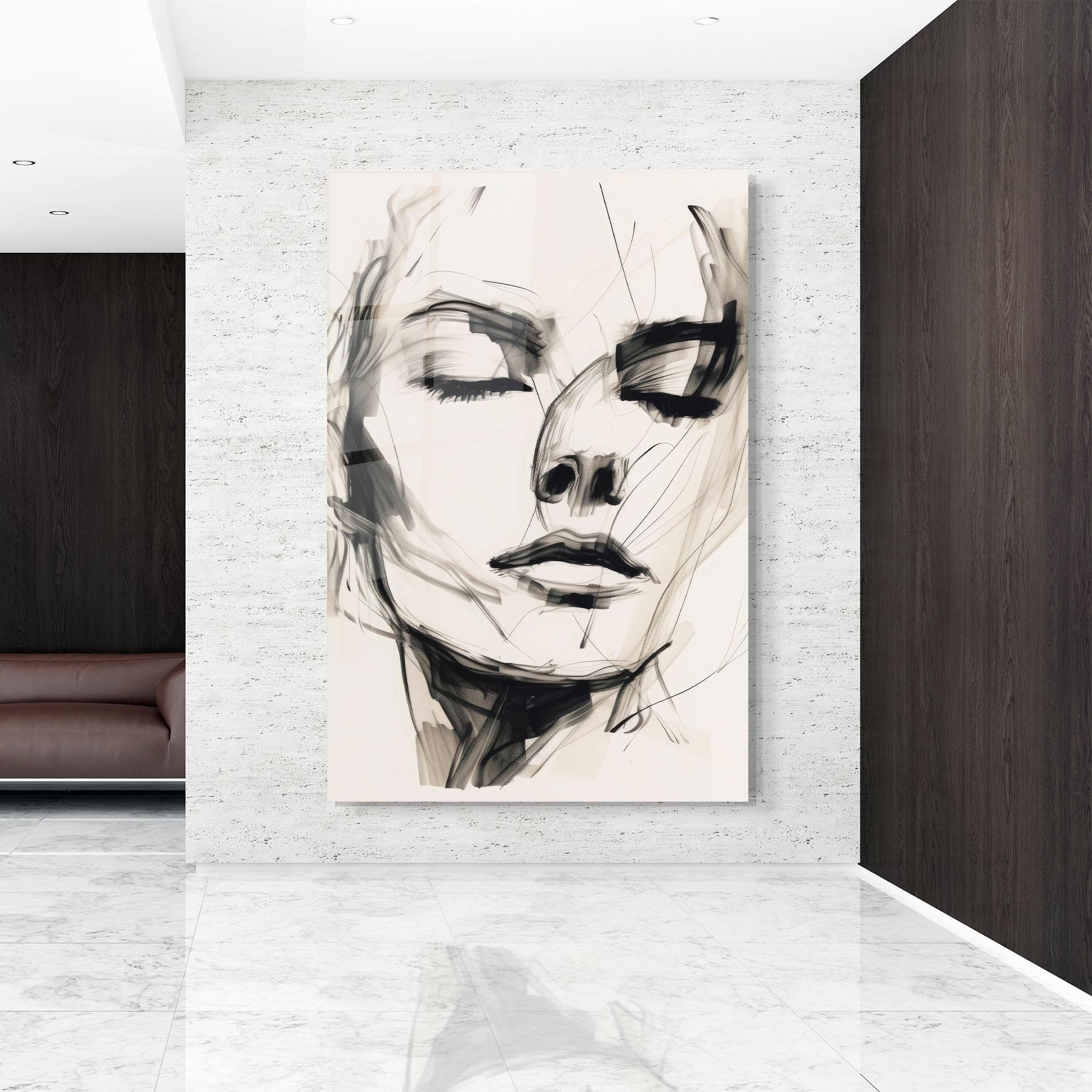 Glasbild Continuous Line Woman mockup 9