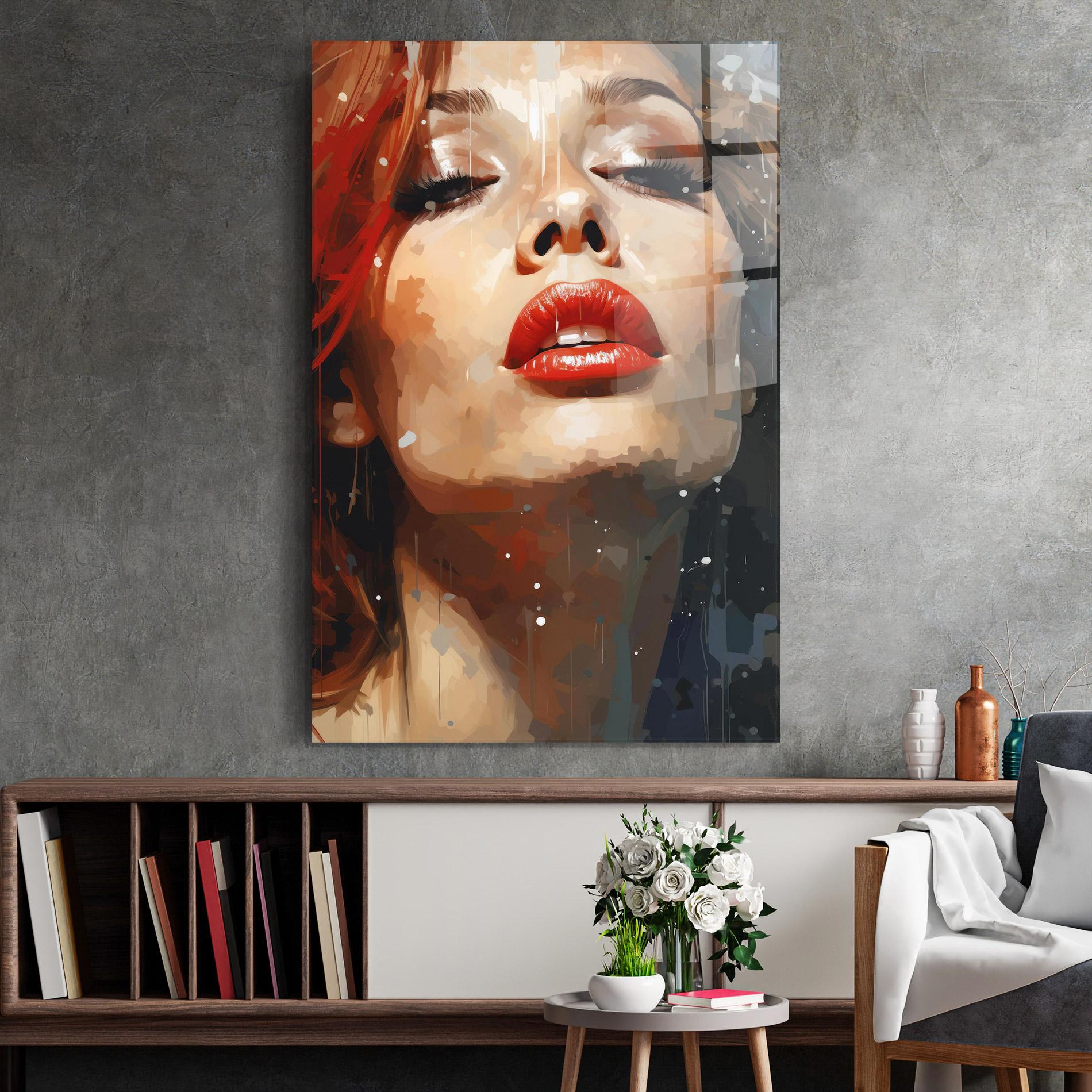 Glasbild Close Up Look Portrait mockup 2