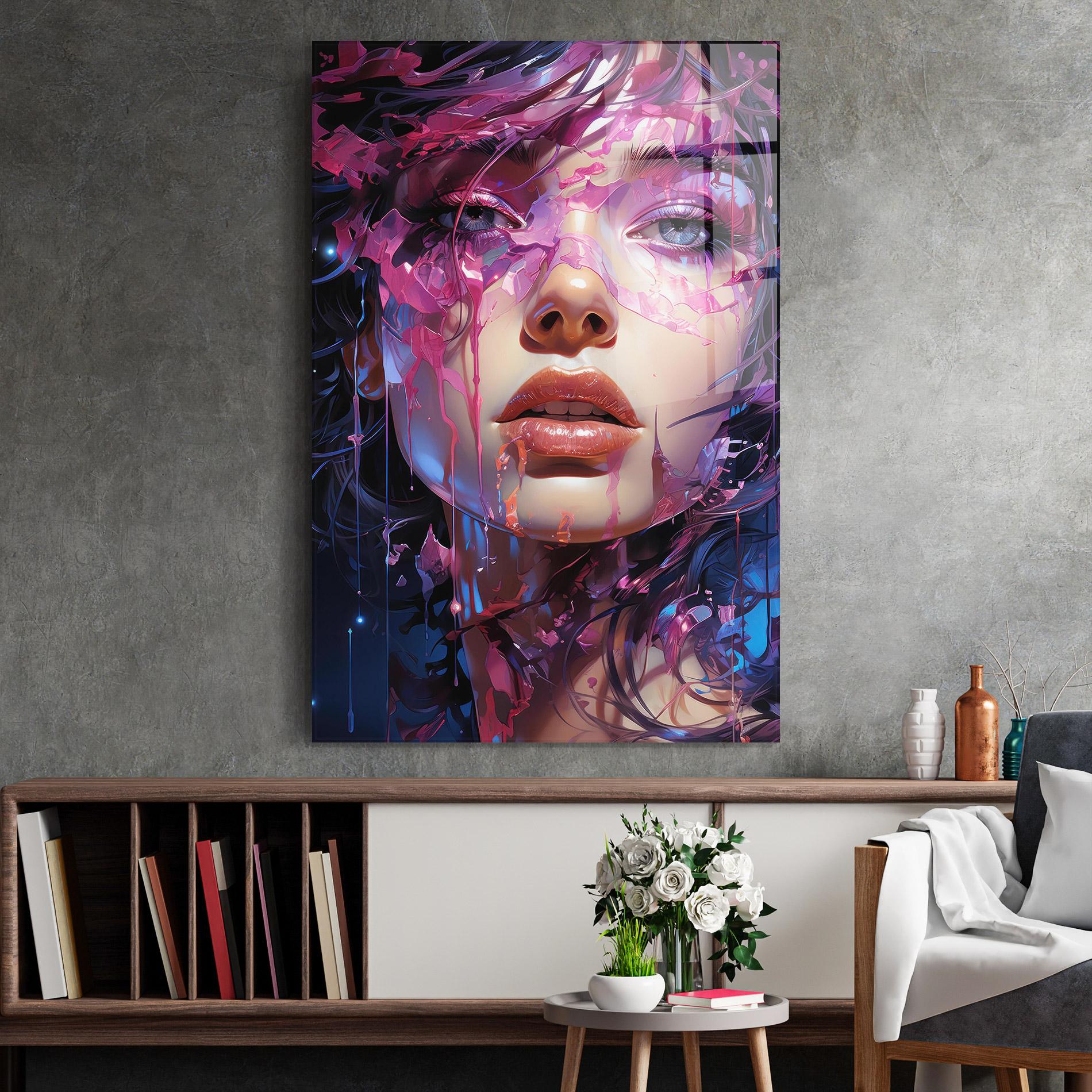 Glasbild Cute Purple Girl mockup 2