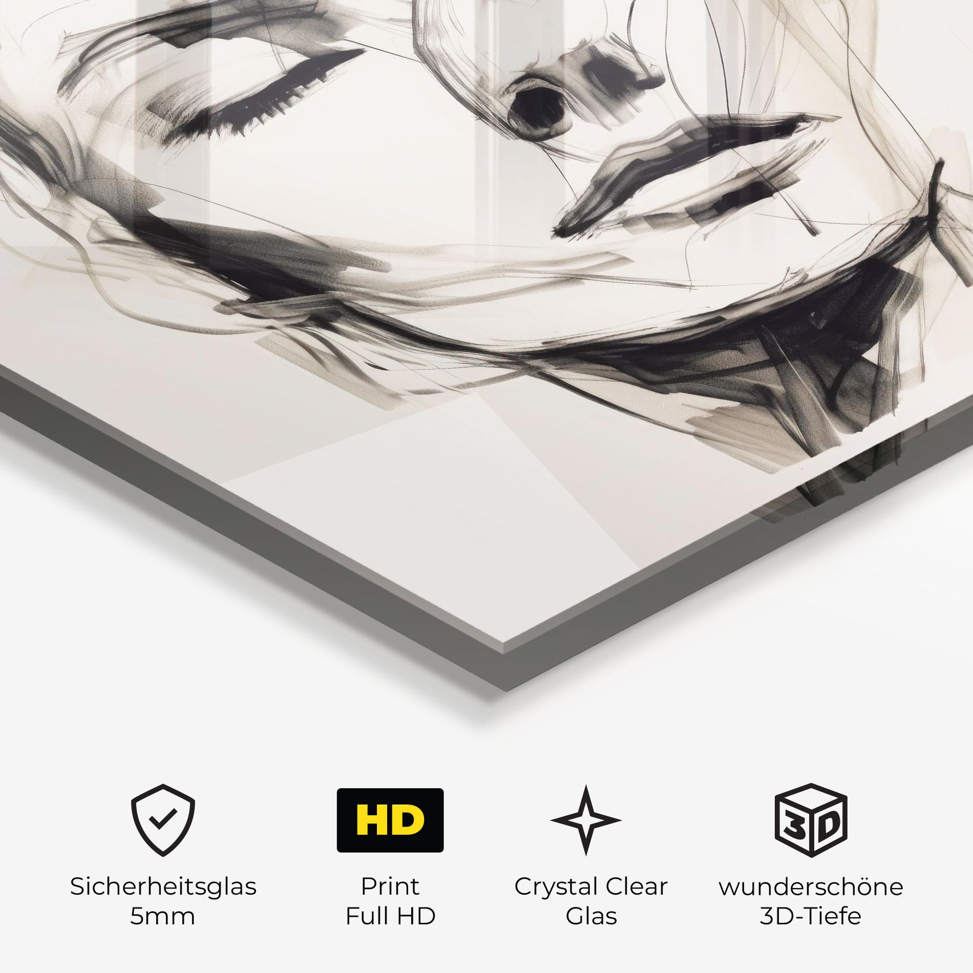 Glasbild Continuous Line Woman mockup 3