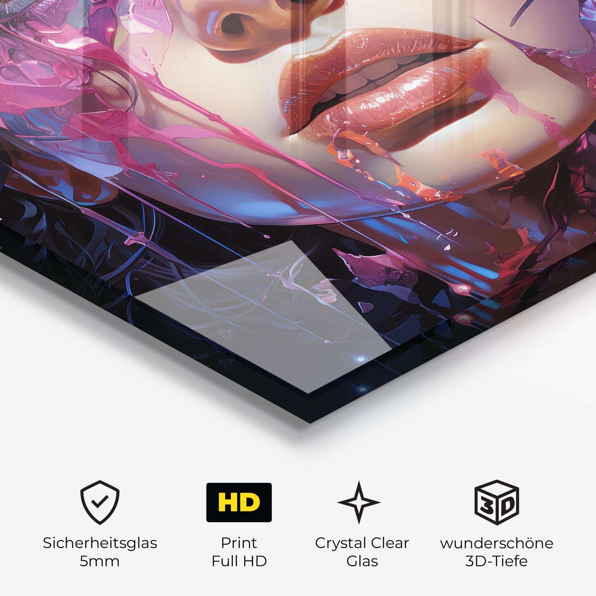 Glasbild Cute Purple Girl mockup 3