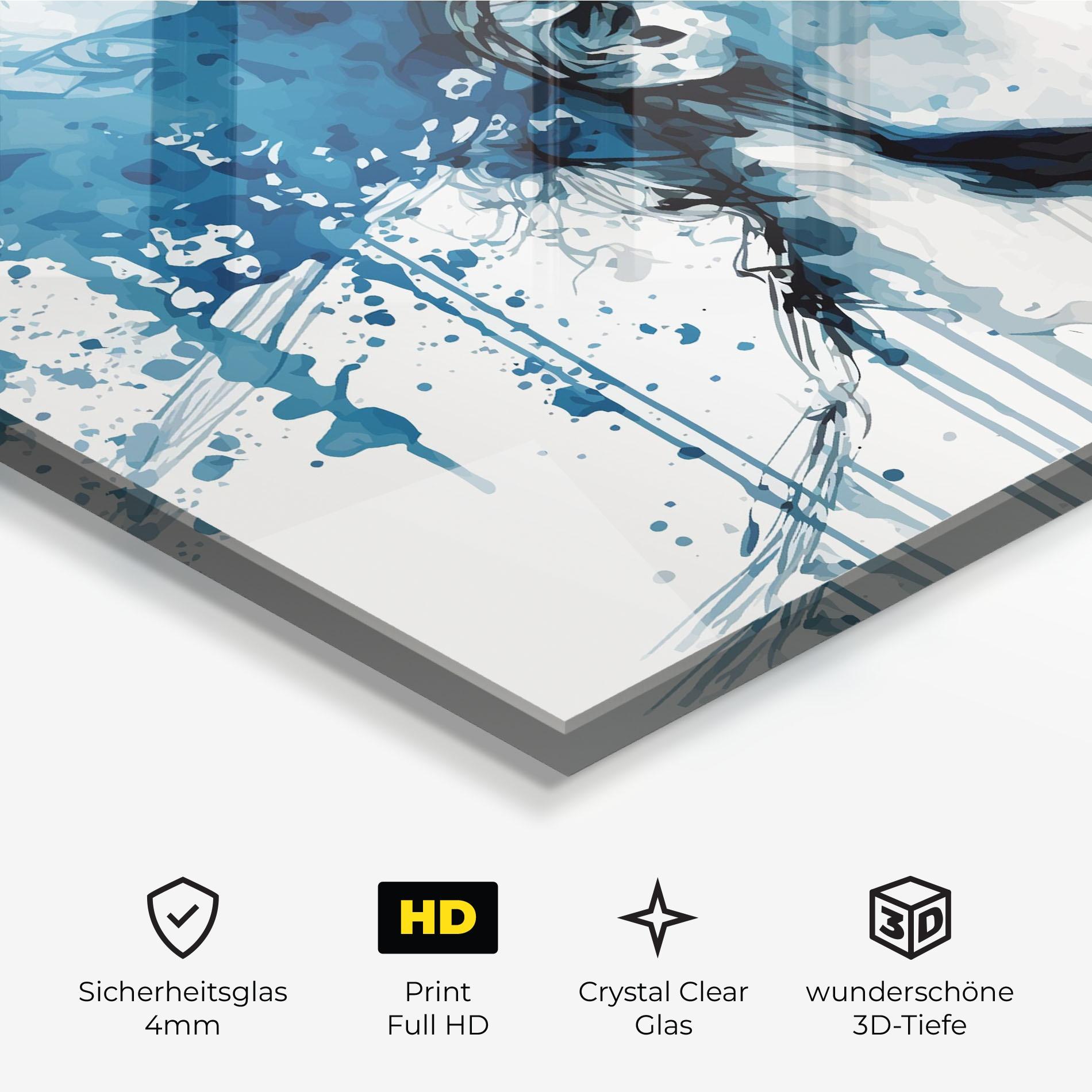 Glasbild Blue Splash Portrait mockup 3