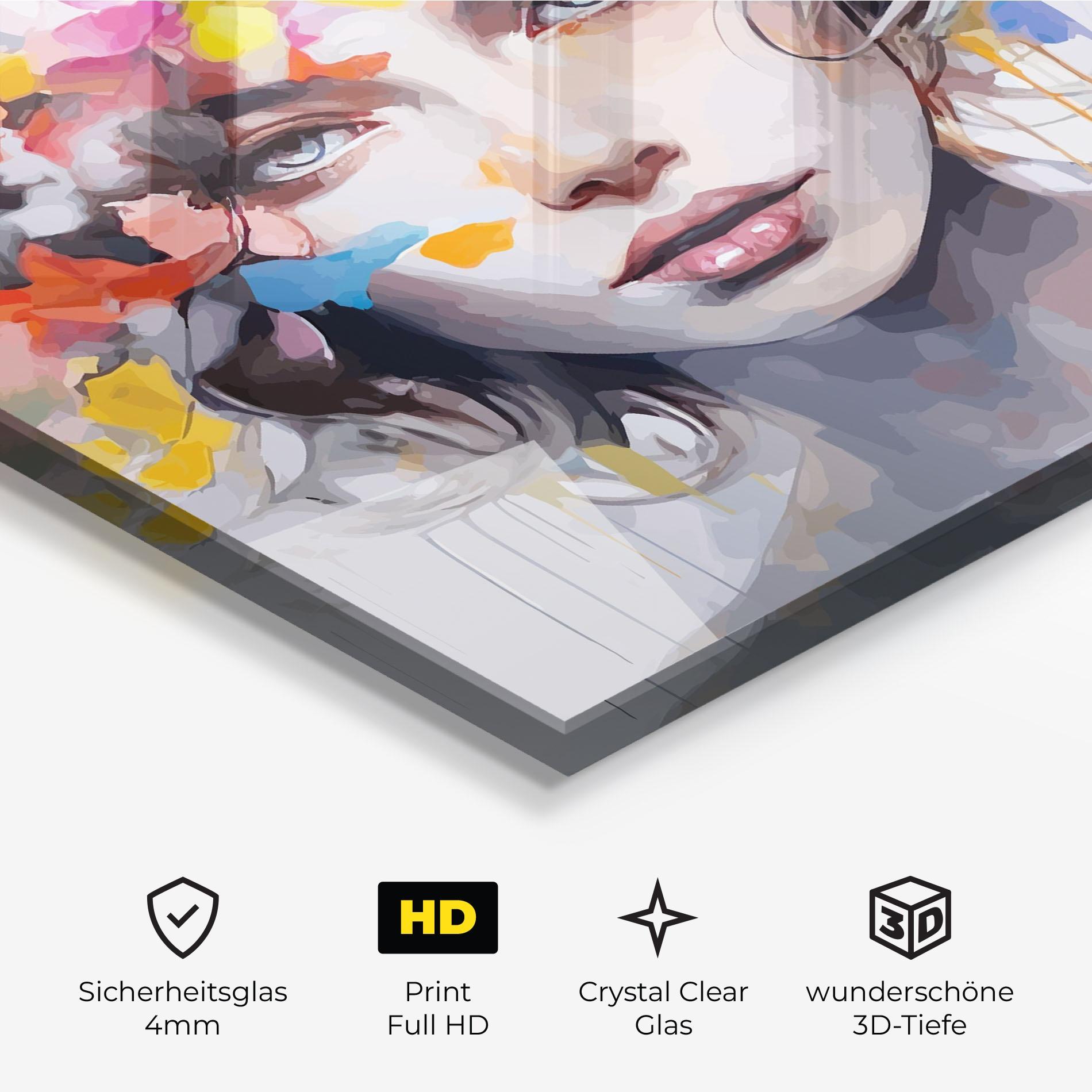 Glasbild Colorful Hair Portrait mockup 3