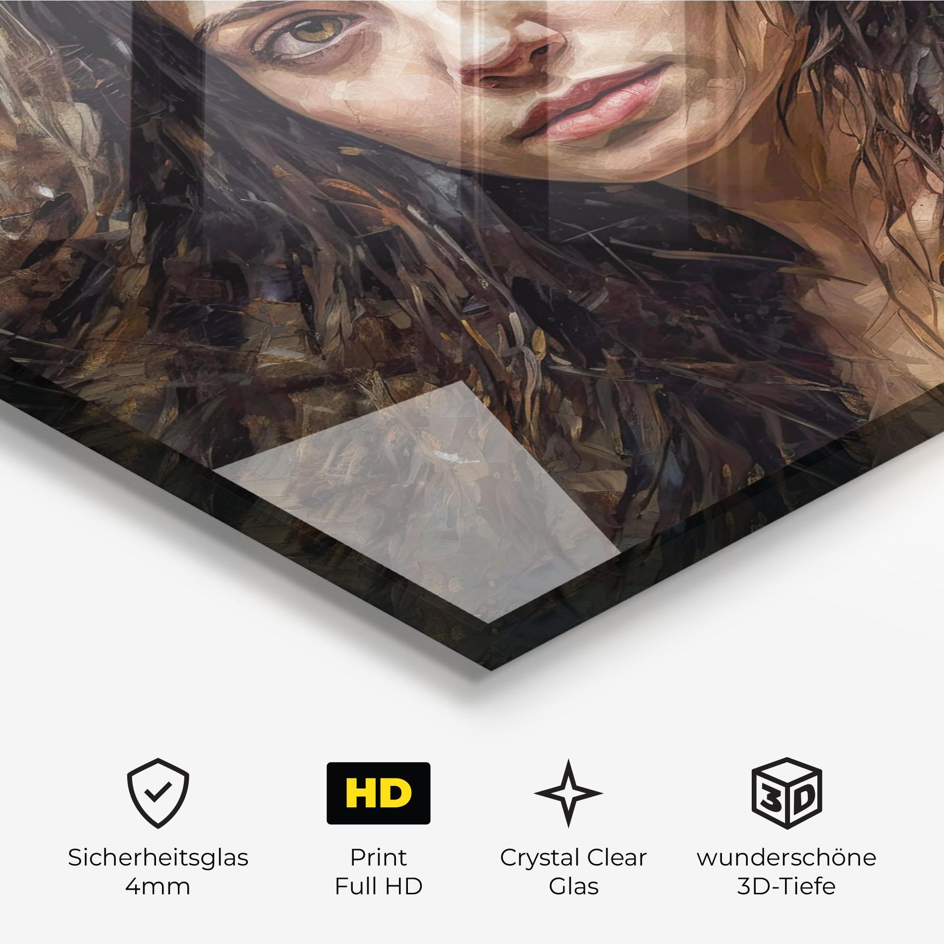 Glasbild Darkhaired Woman Portrait mockup 3