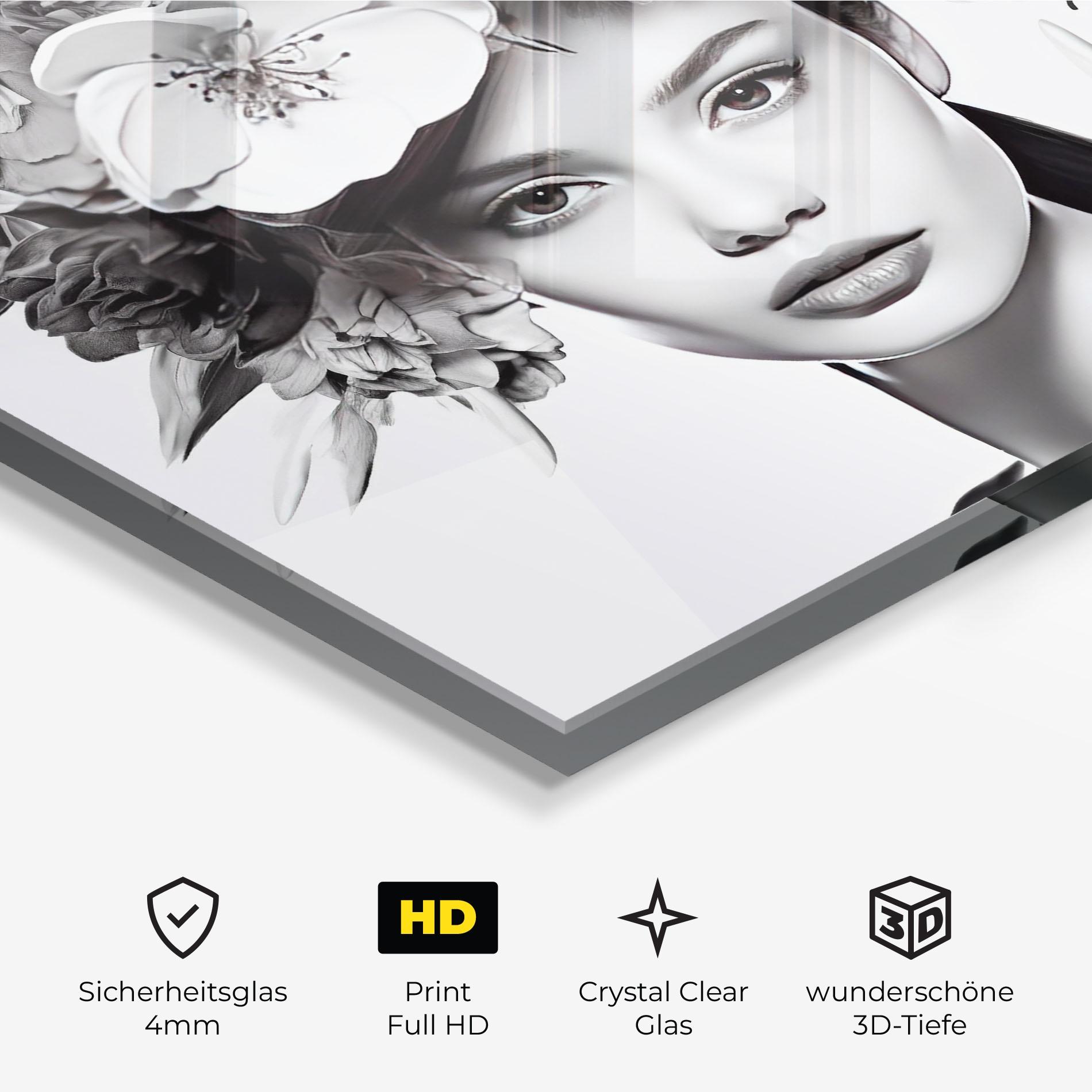 Glasbild Flower Crown Woman mockup 3