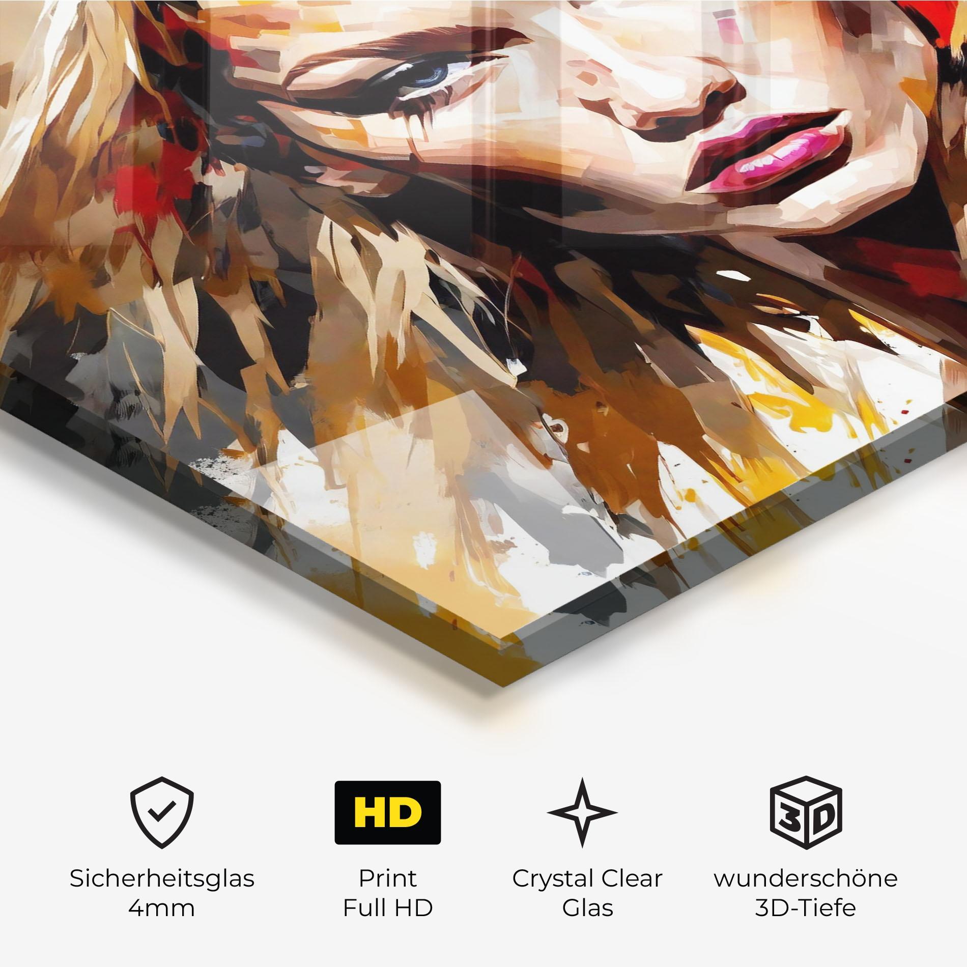 Glasbild Multicolored Splash Woman mockup 3