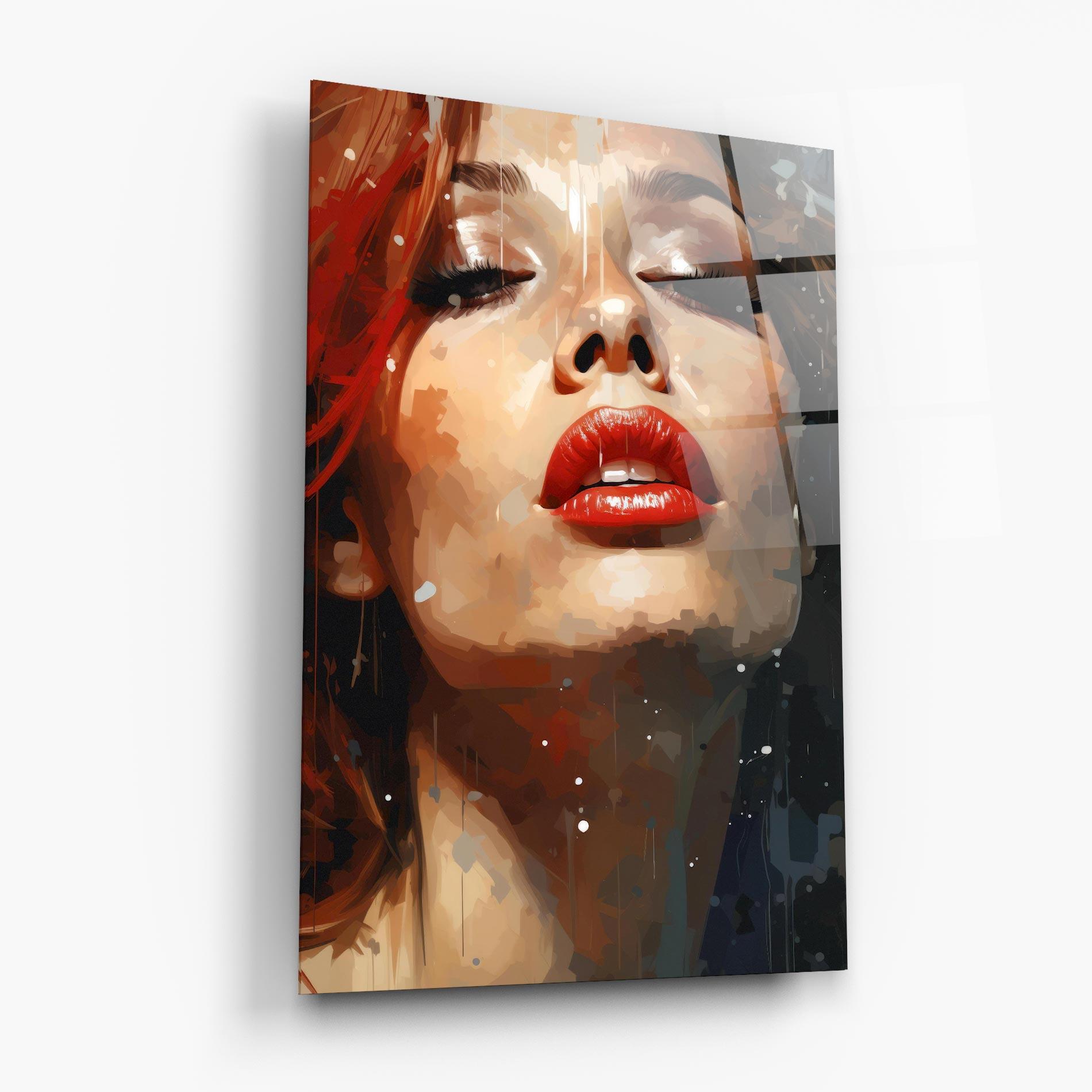 Glasbild Close Up Look Portrait mockup 6