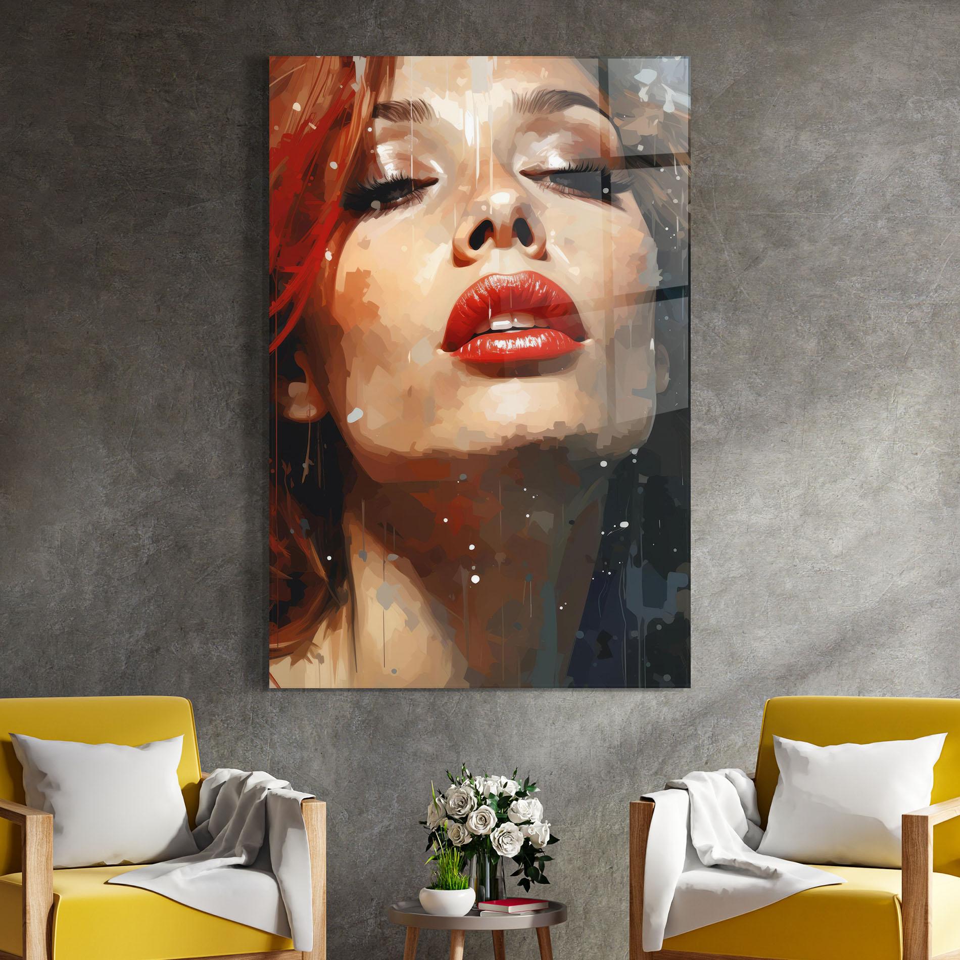 Glasbild Close Up Look Portrait mockup 4