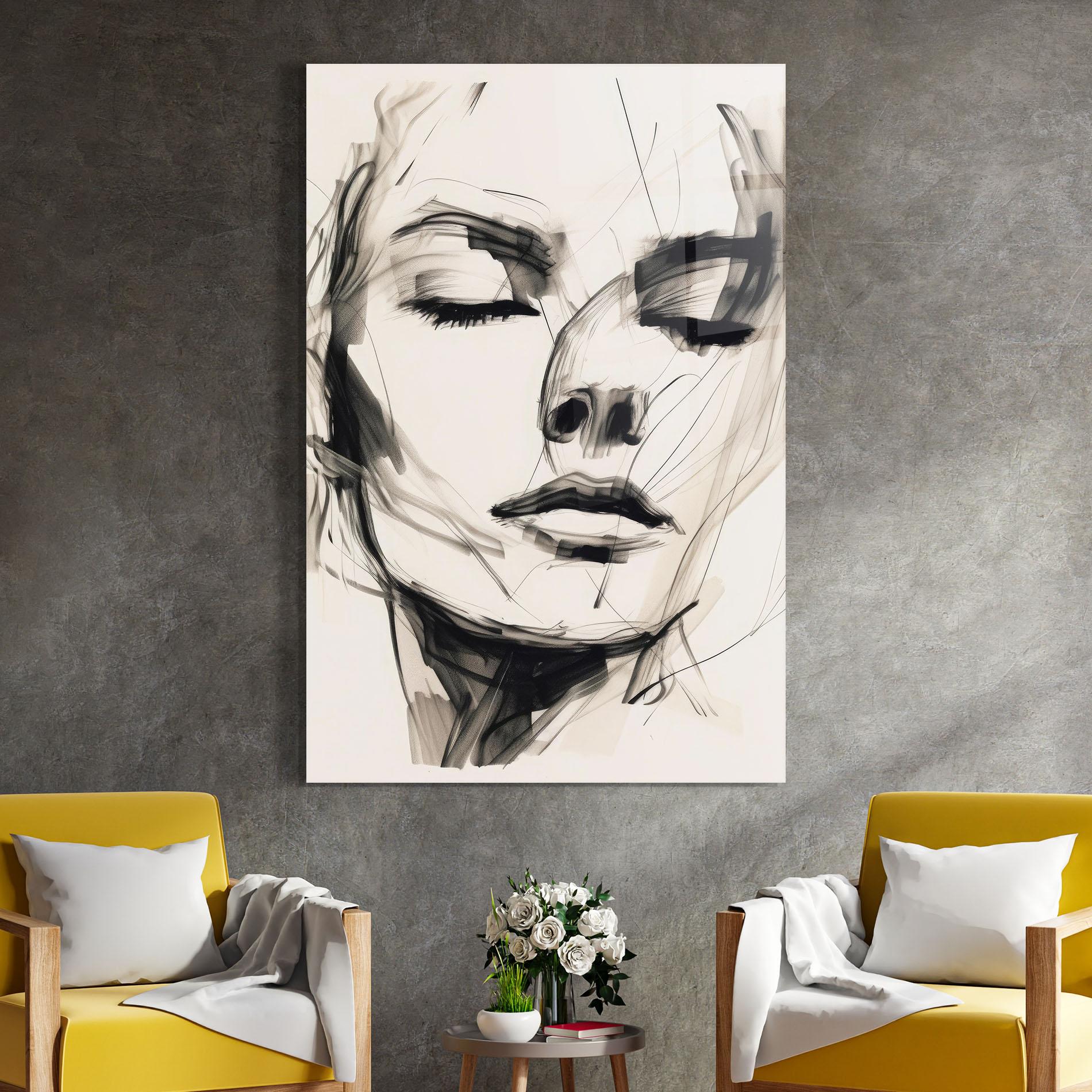 Glasbild Continuous Line Woman mockup 4