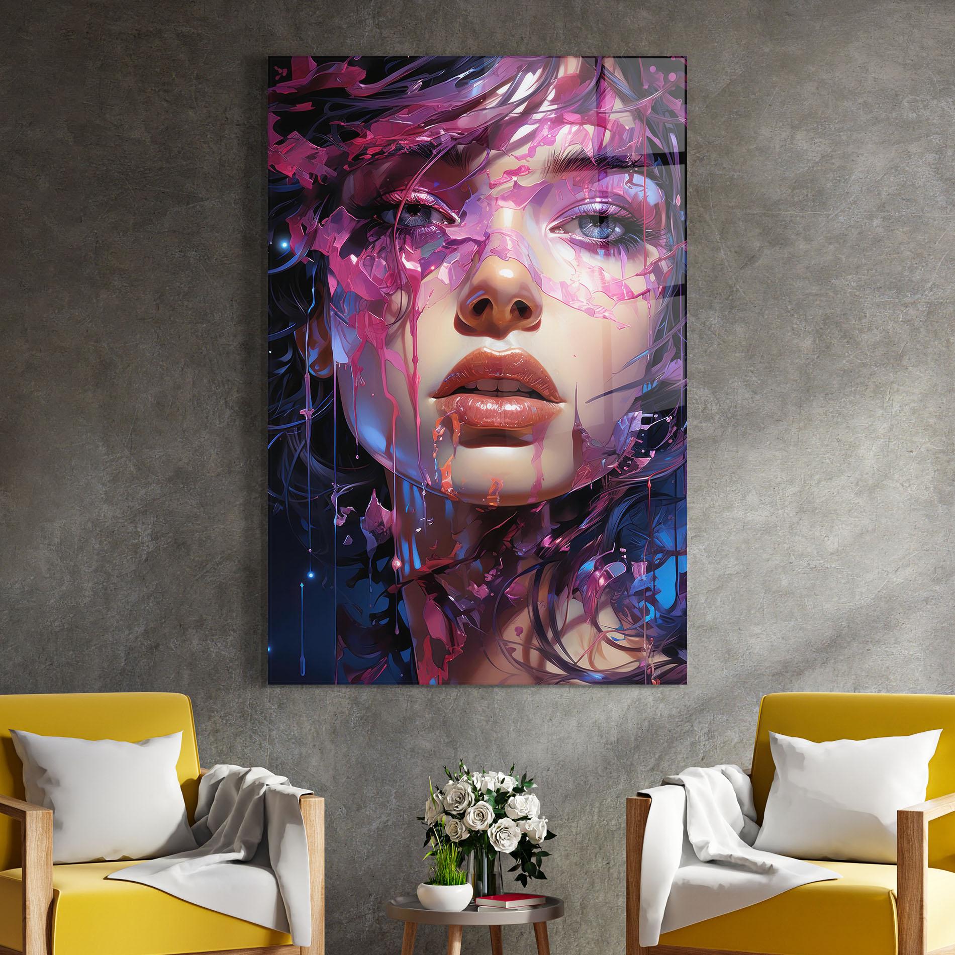 Glasbild Cute Purple Girl mockup 4