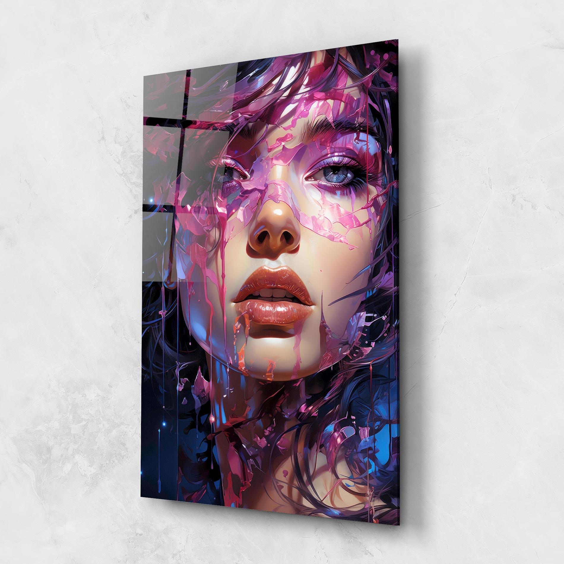 Glasbild Cute Purple Girl mockup 1