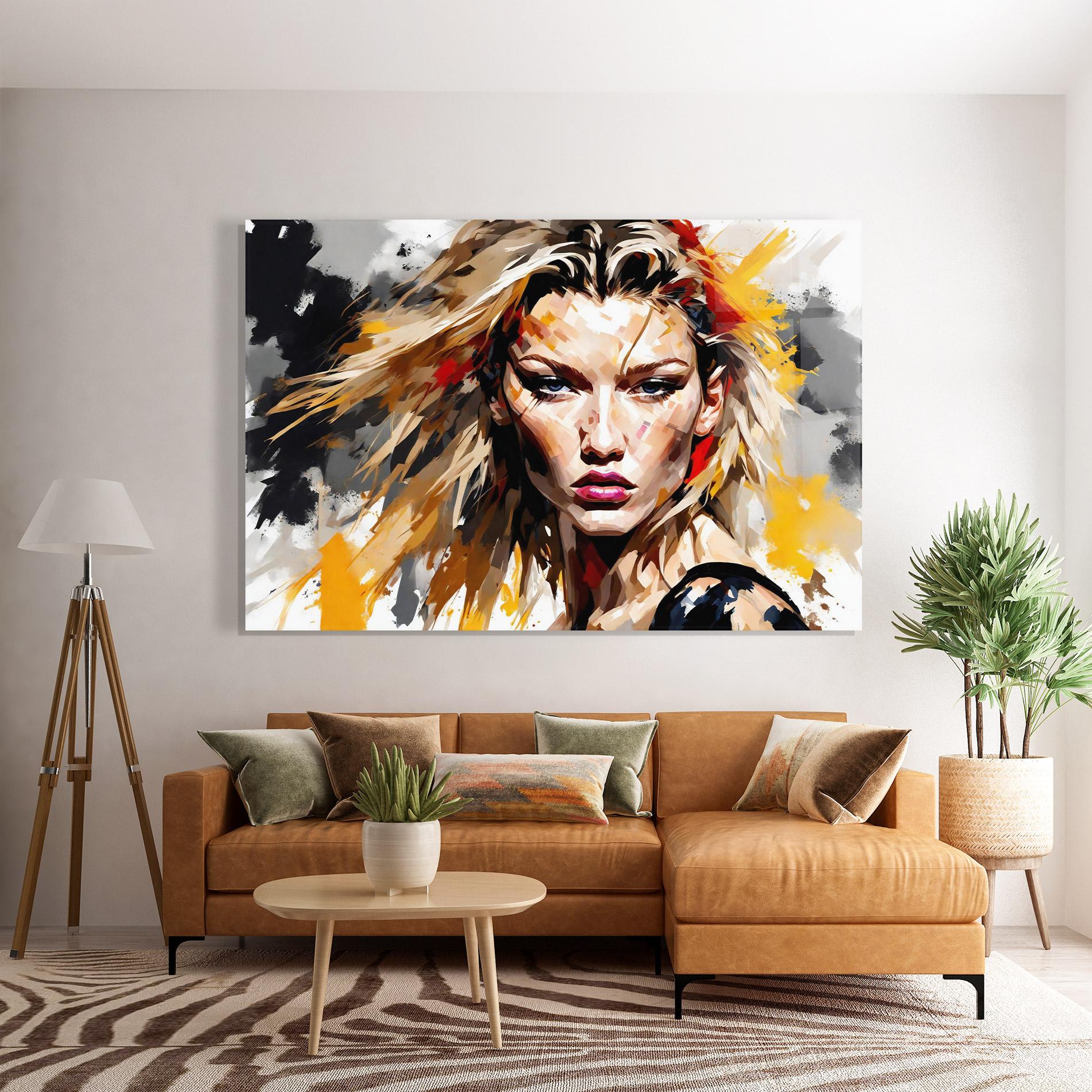 Glasbild Multicolored Splash Woman mockup 7