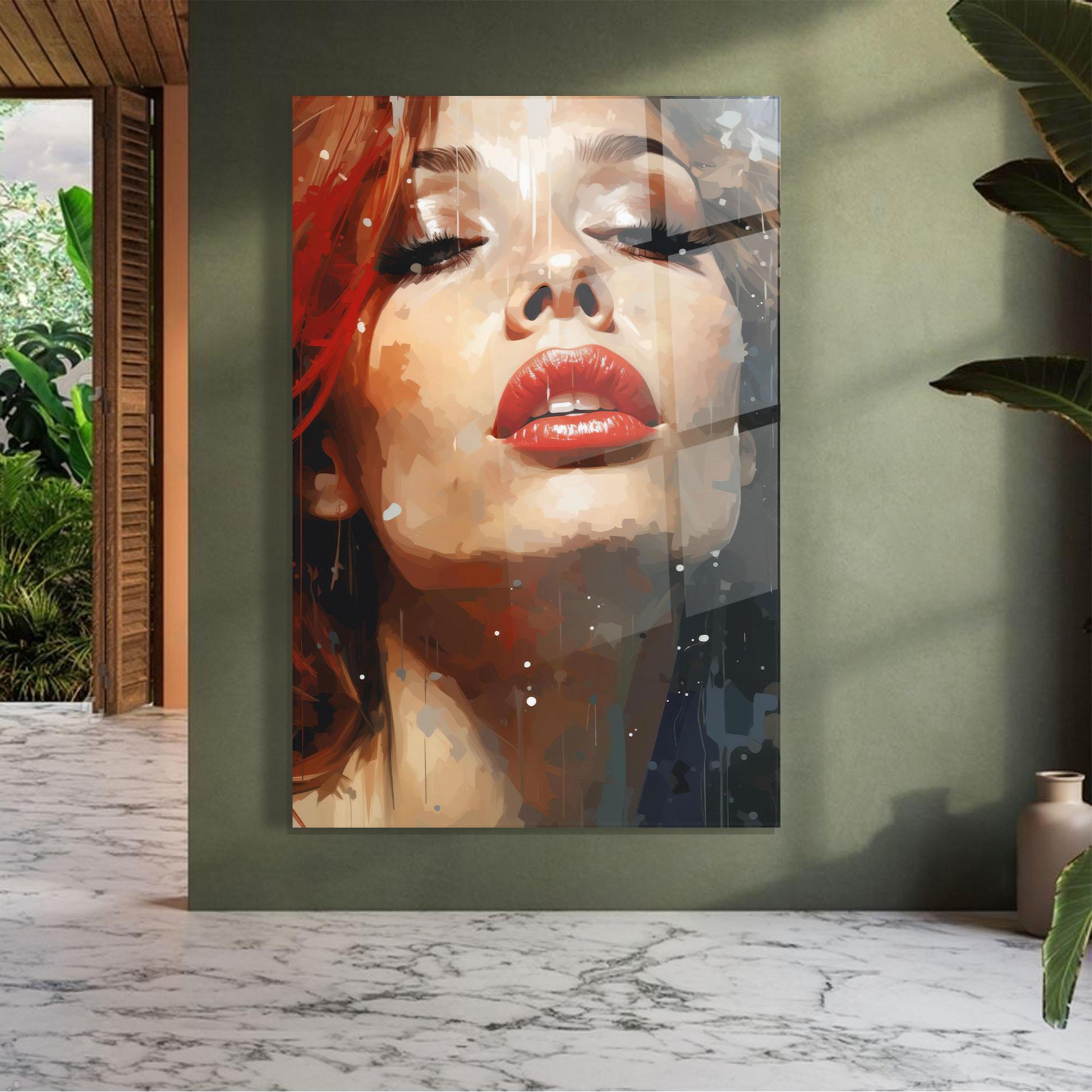 Glasbild Close Up Look Portrait mockup 7