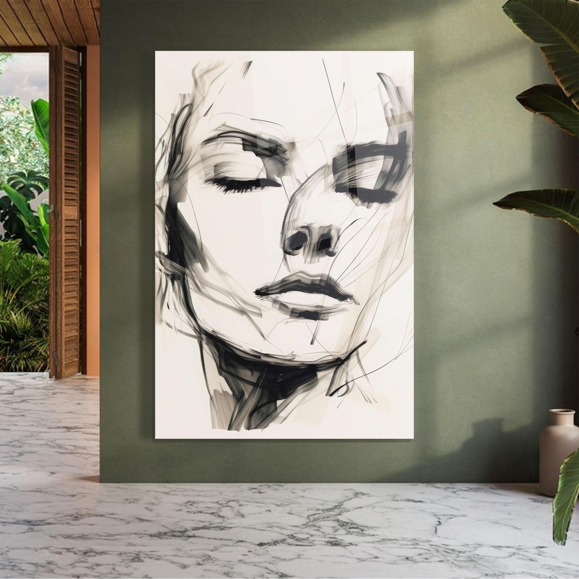 Glasbild Continuous Line Woman mockup 7