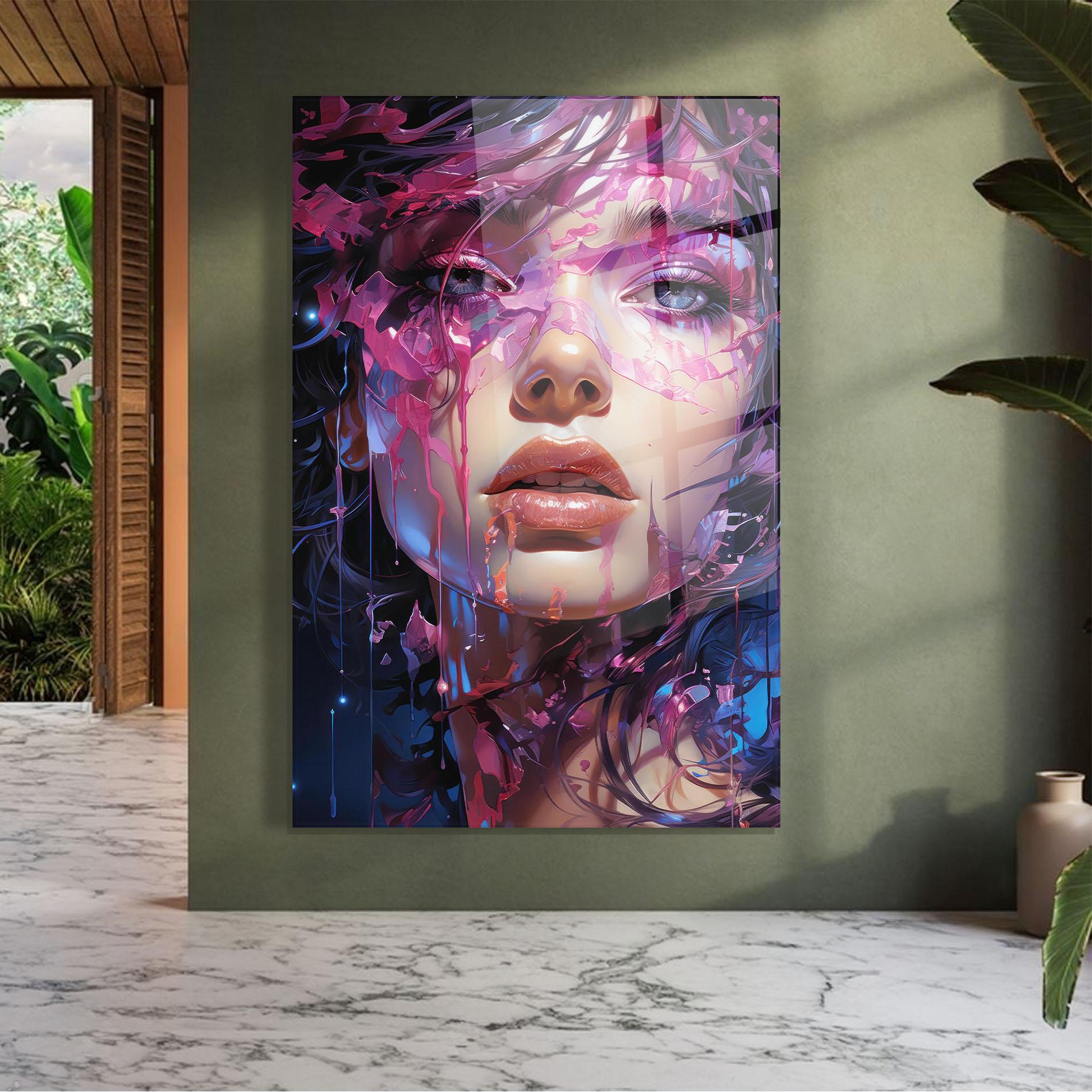 Glasbild Cute Purple Girl mockup 7