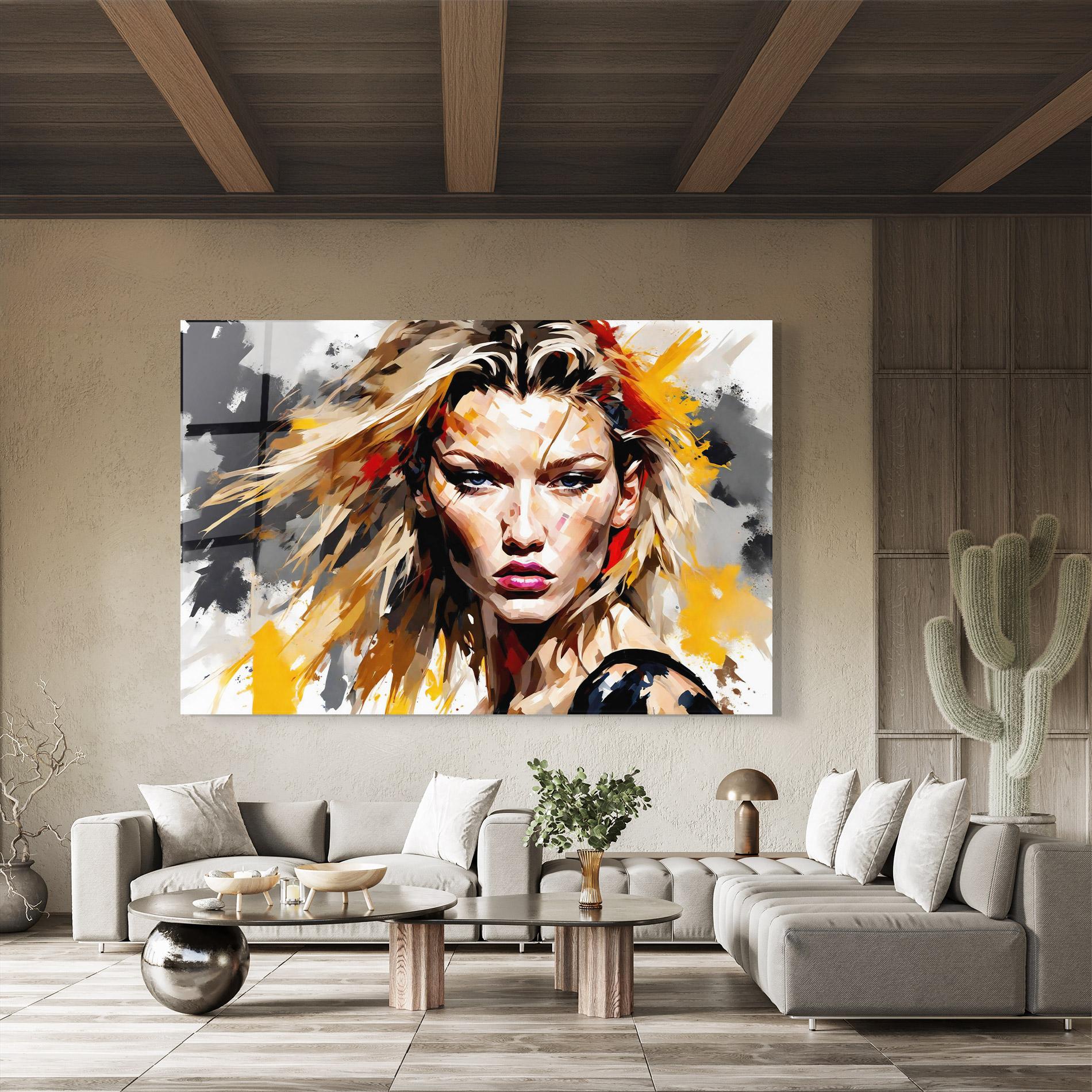 Glasbild Multicolored Splash Woman mockup 8