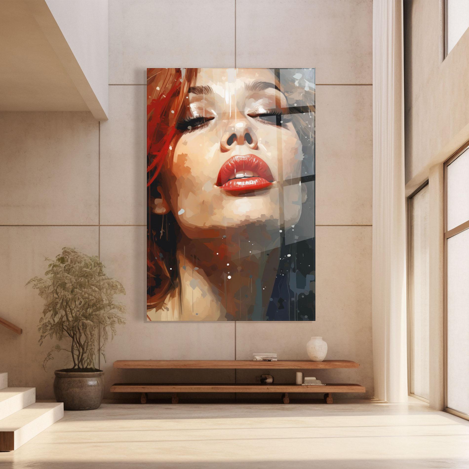 Glasbild Close Up Look Portrait mockup 8