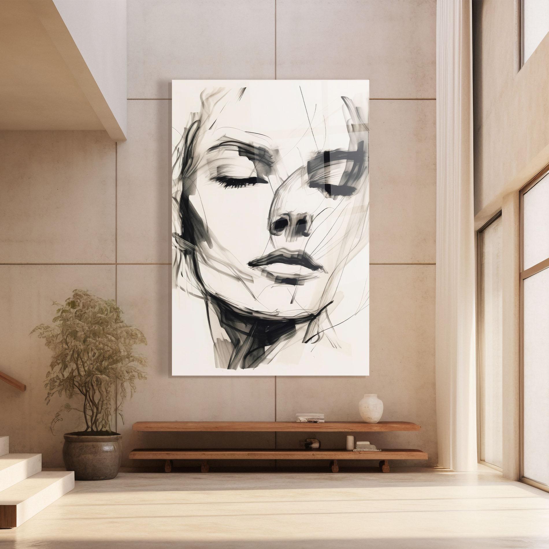 Glasbild Continuous Line Woman mockup 8