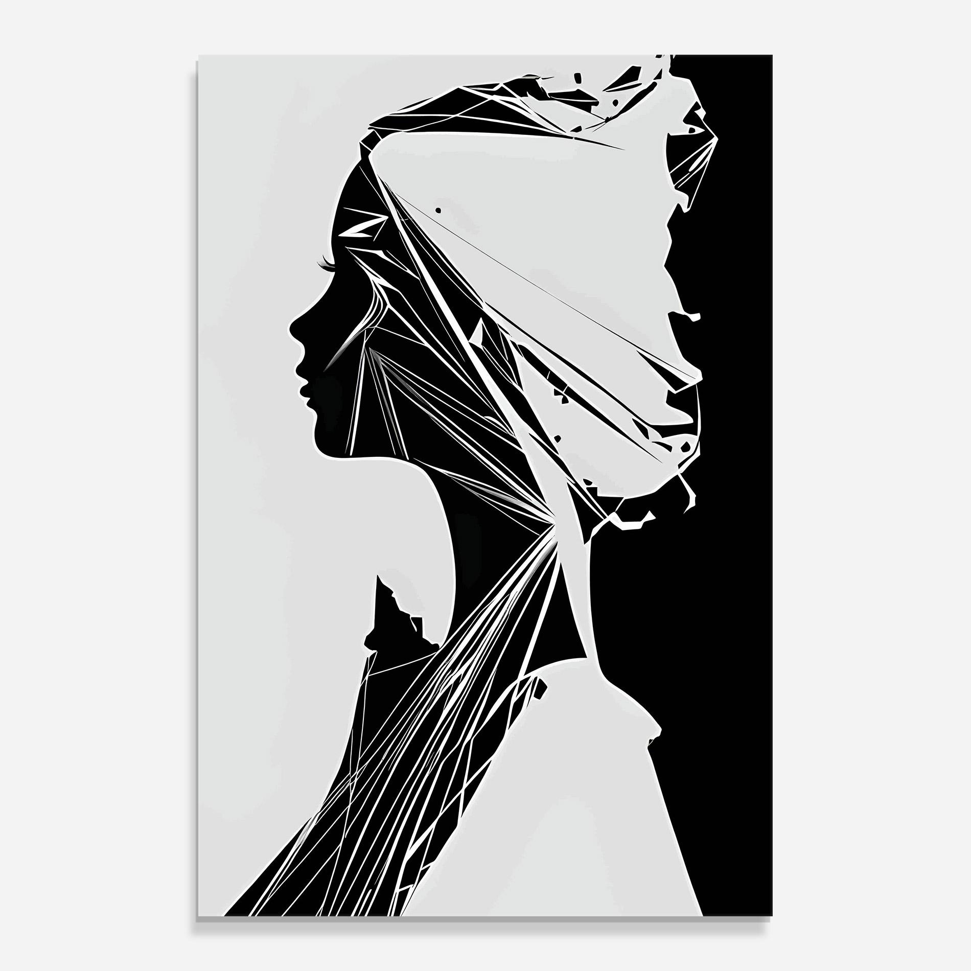 Glasbild Girl Shilouette Art mockup 0