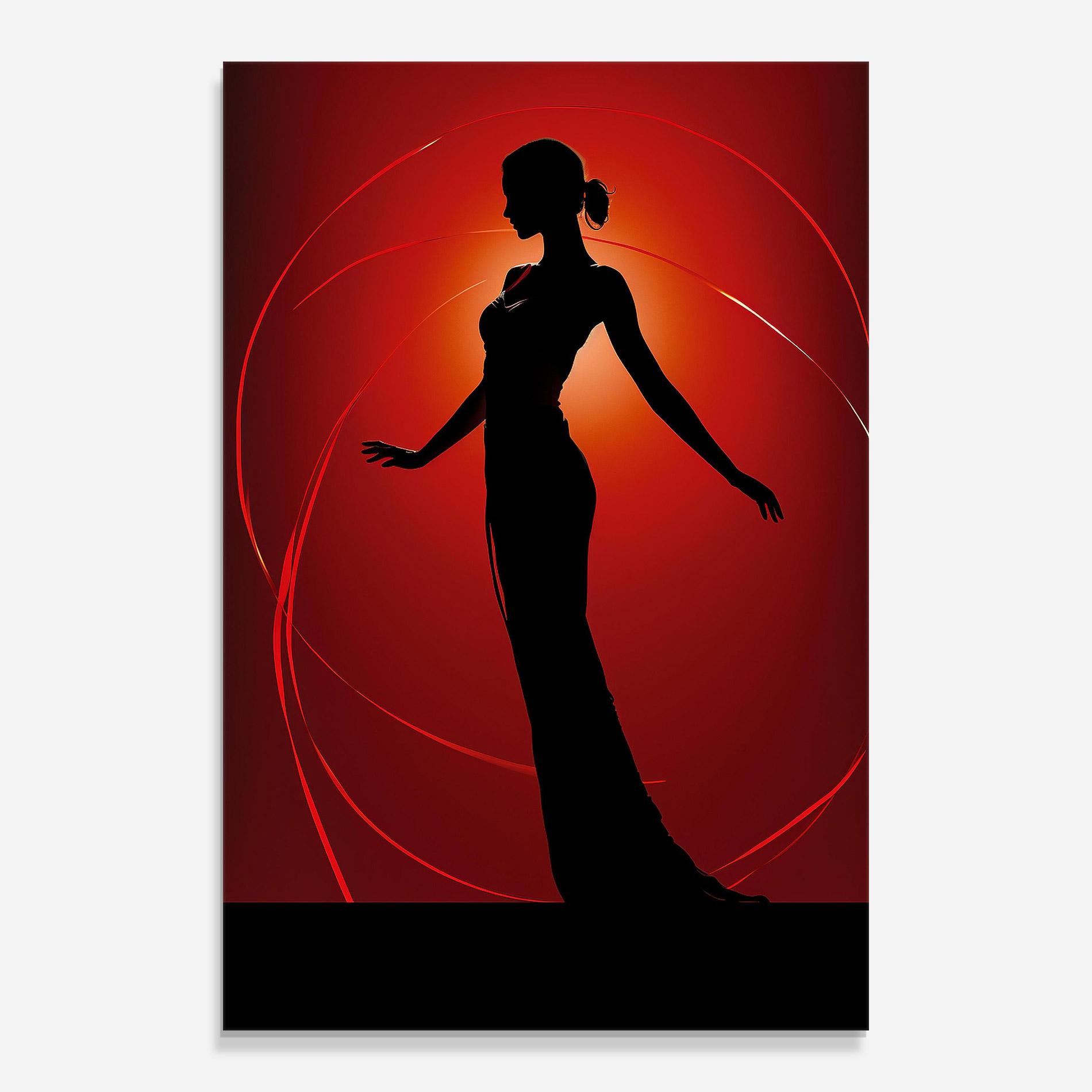 Glasbild Red Background Girl mockup 0