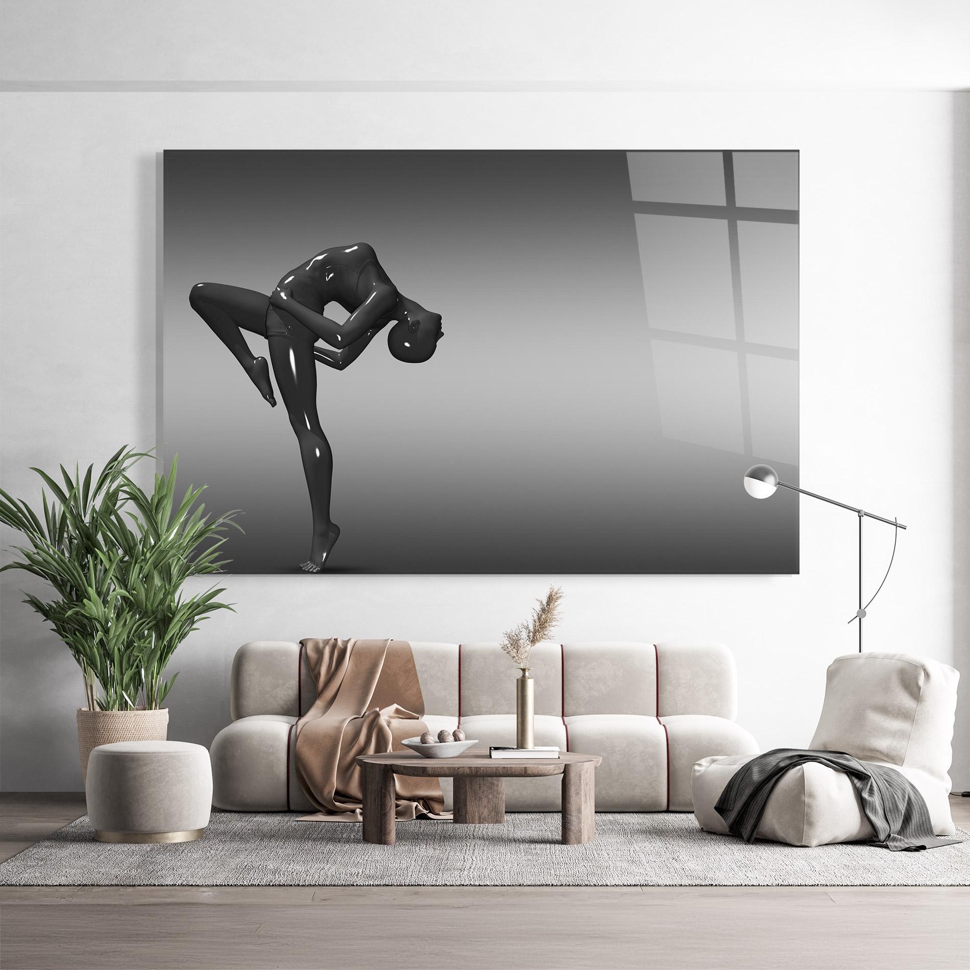 Glasbild Black Glossy Female Dancer mockup 9