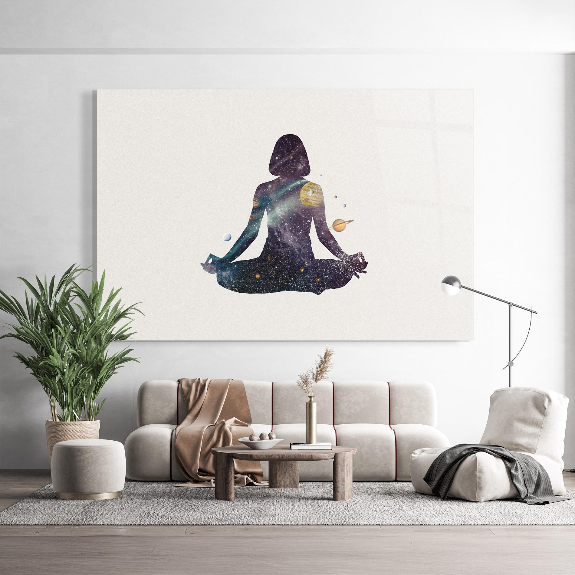 Glasbild Galaxy Woman Shilouette mockup 9