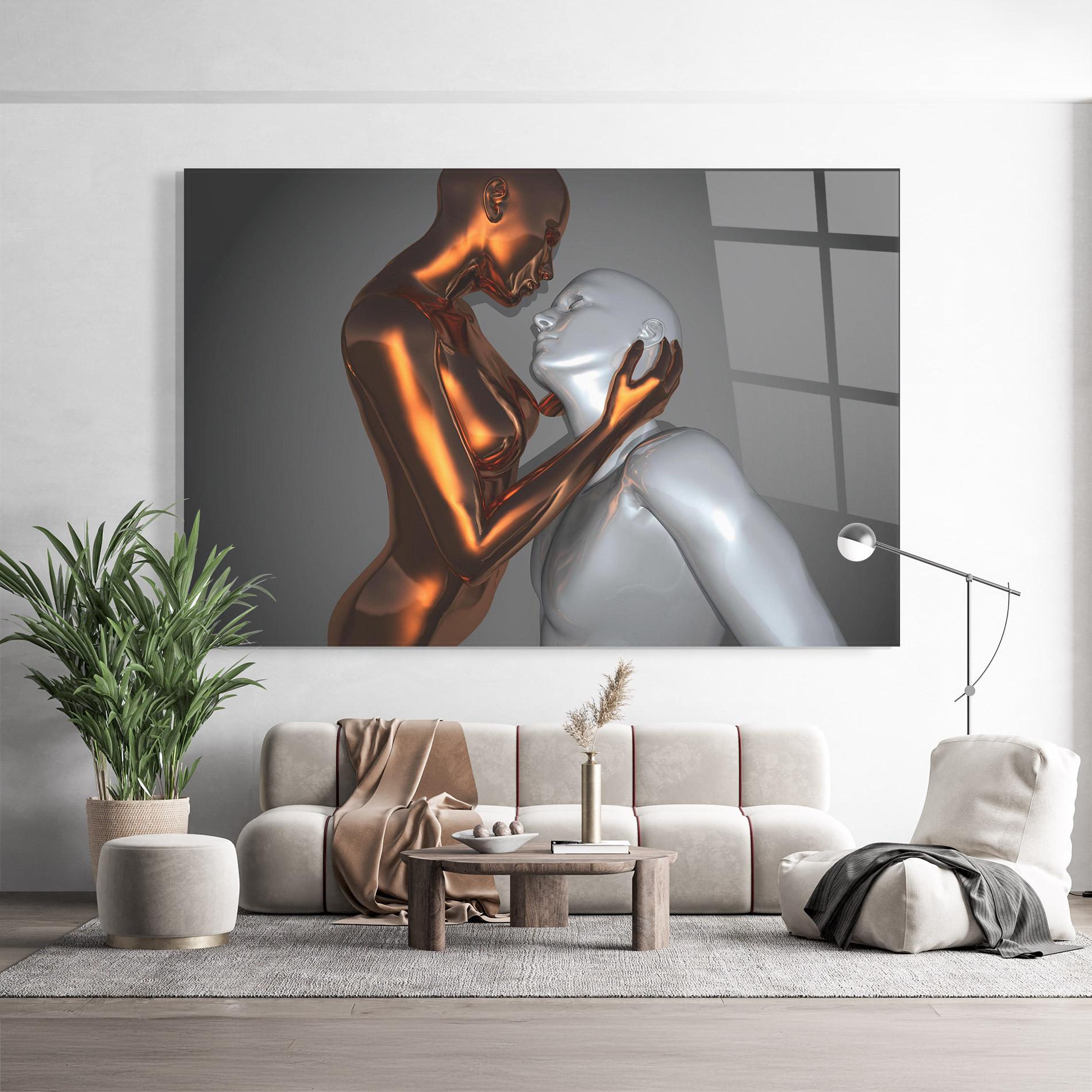 Glasbild Gold Silver Couple mockup 9