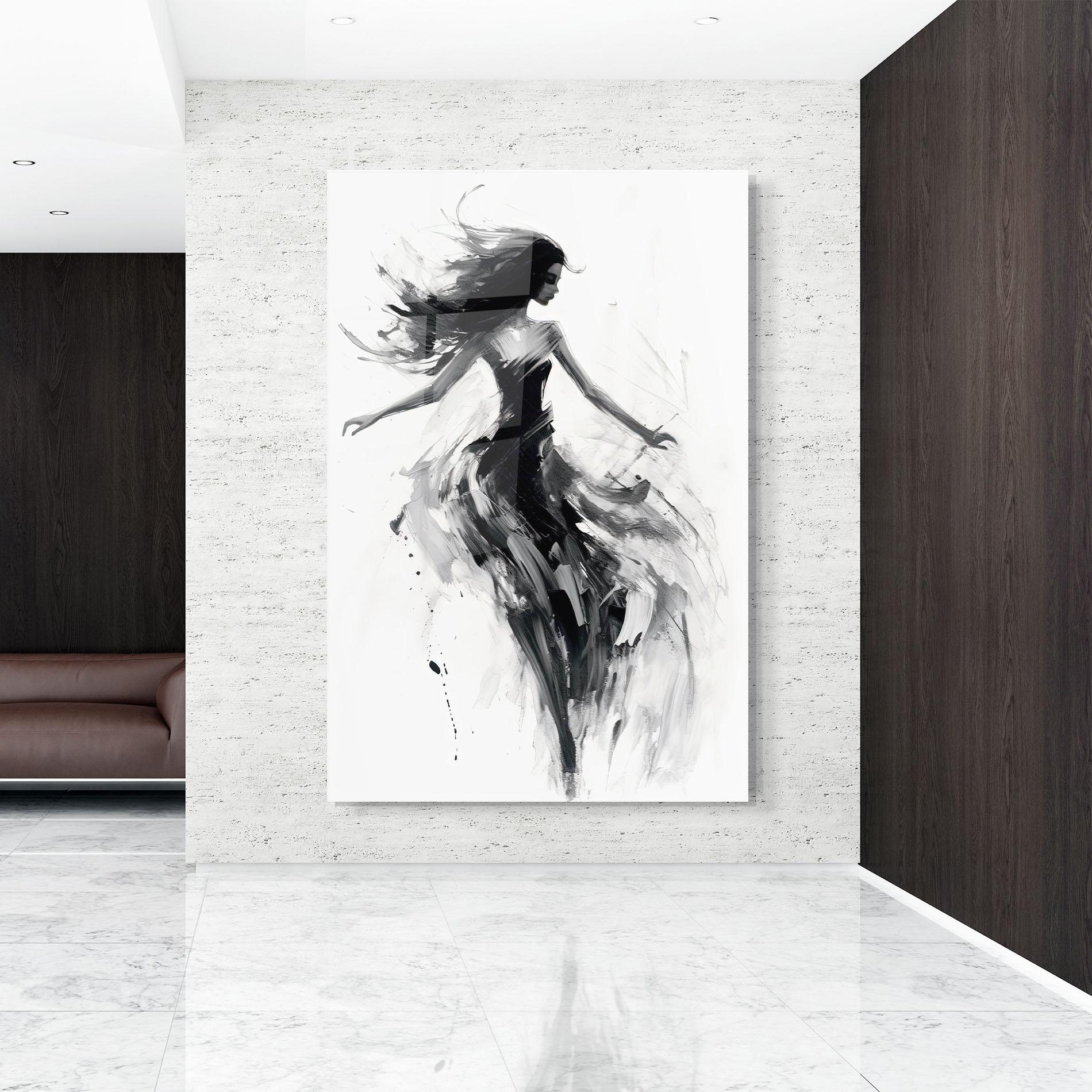 Glasbild Black Ink Woman mockup 9