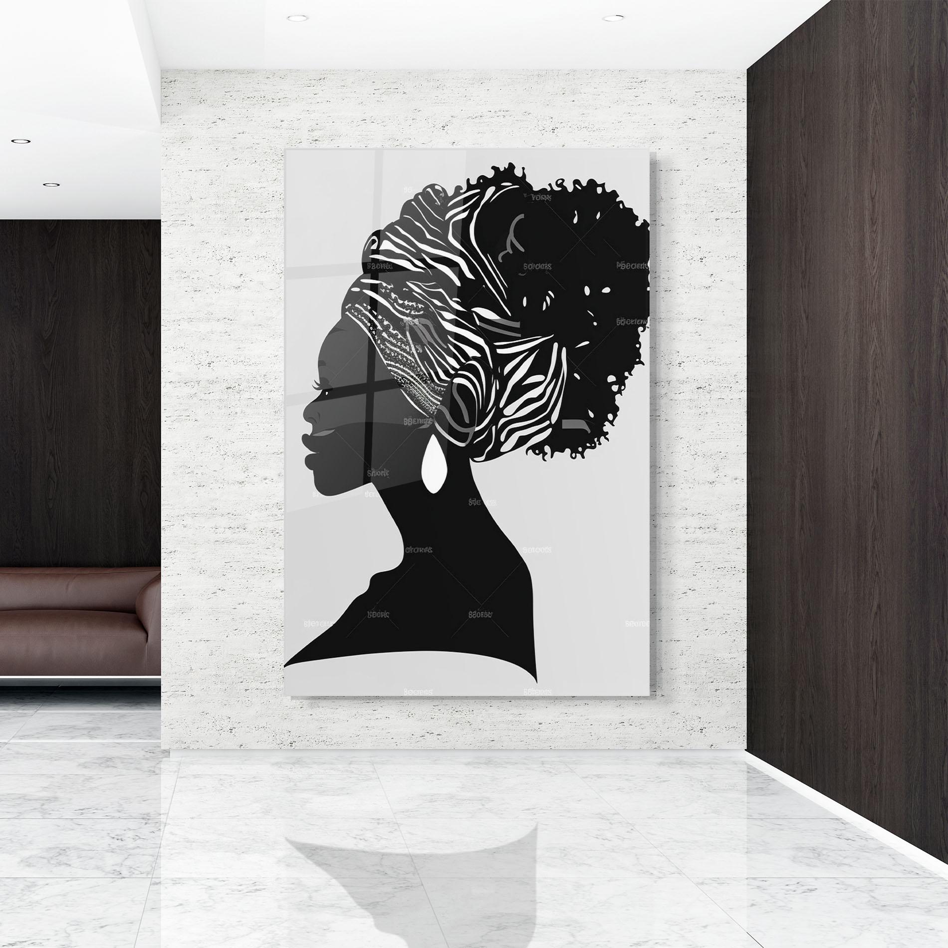 Glasbild Black Woman Silhouette mockup 9