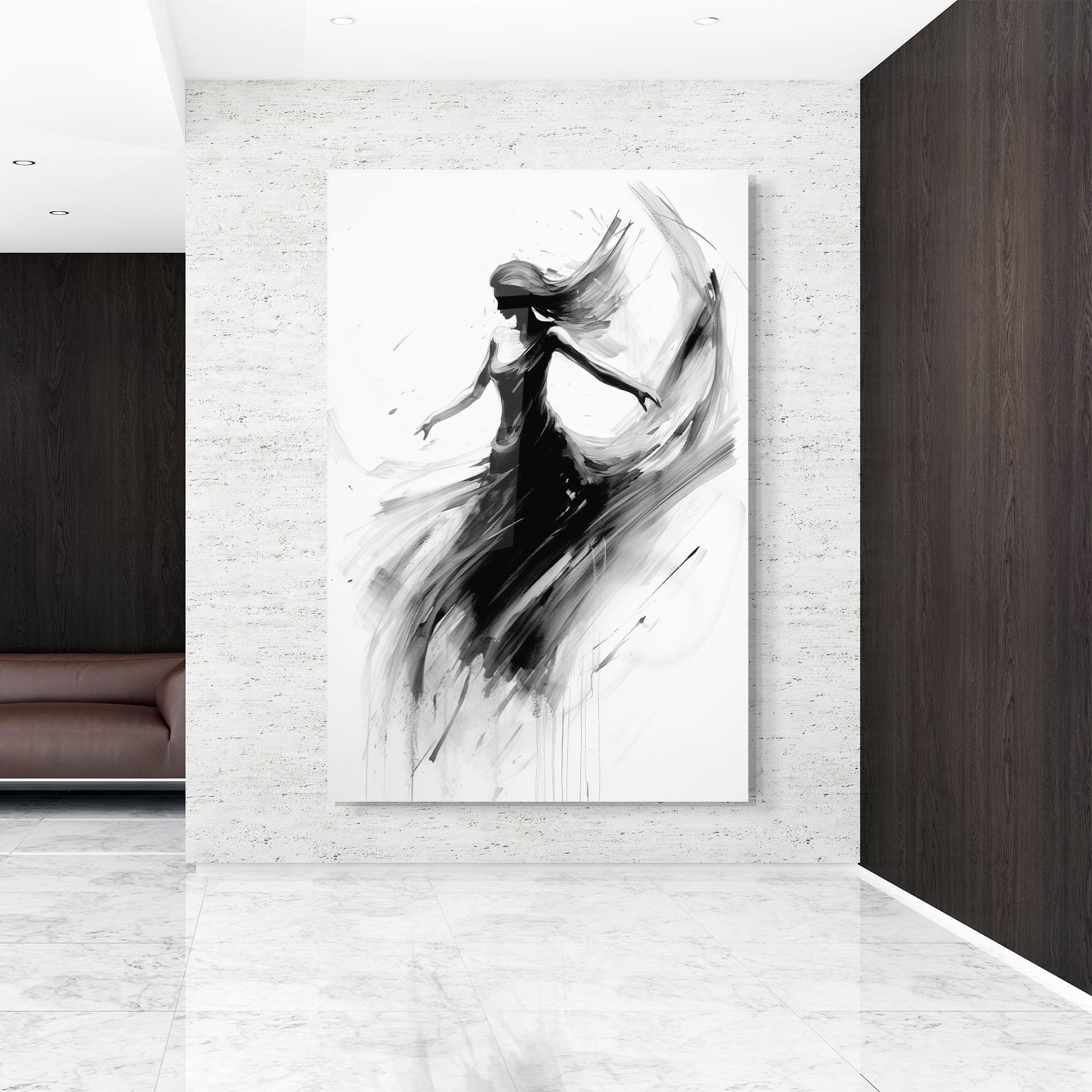 Glasbild Dancing Woman Drawn mockup 9