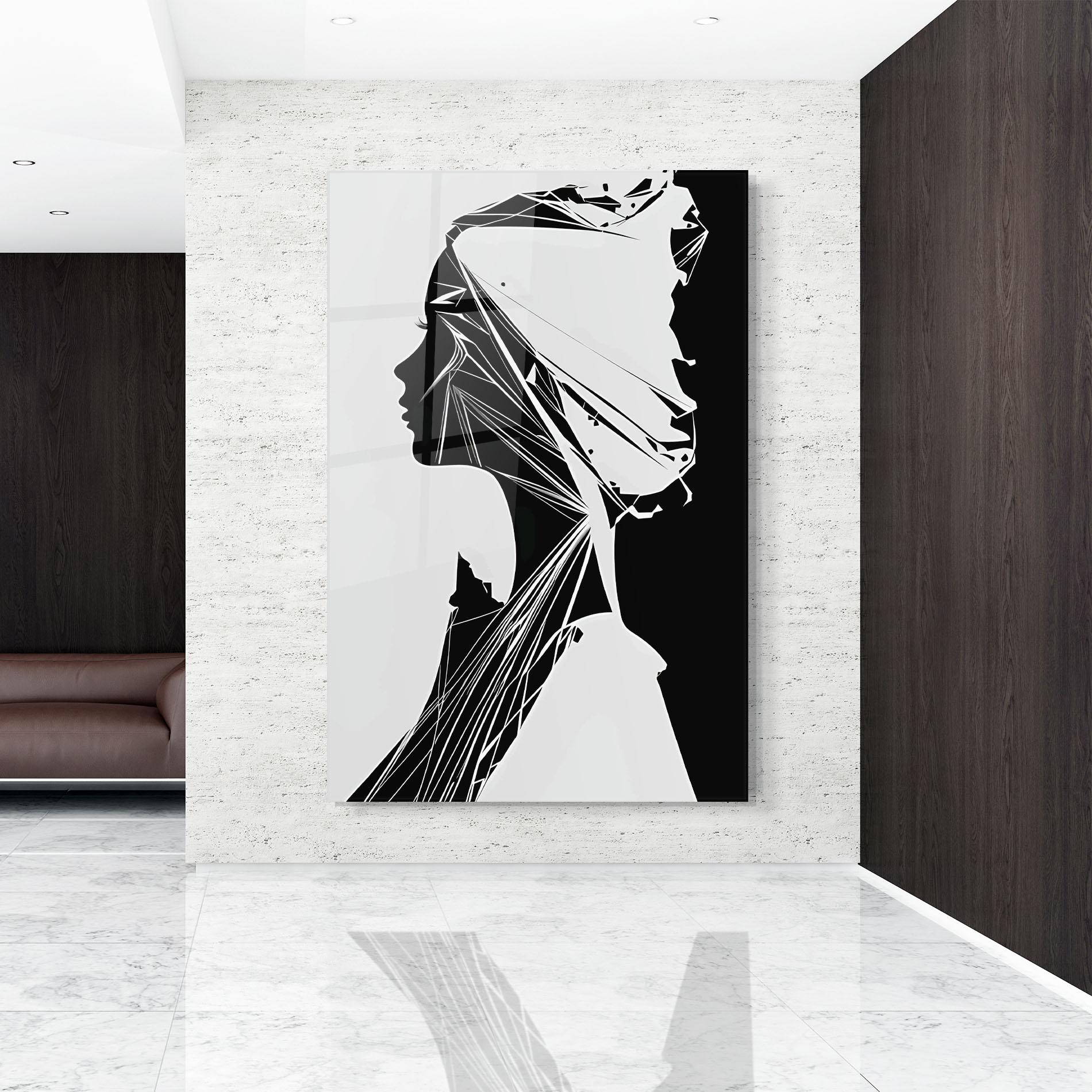 Glasbild Girl Shilouette Art mockup 9