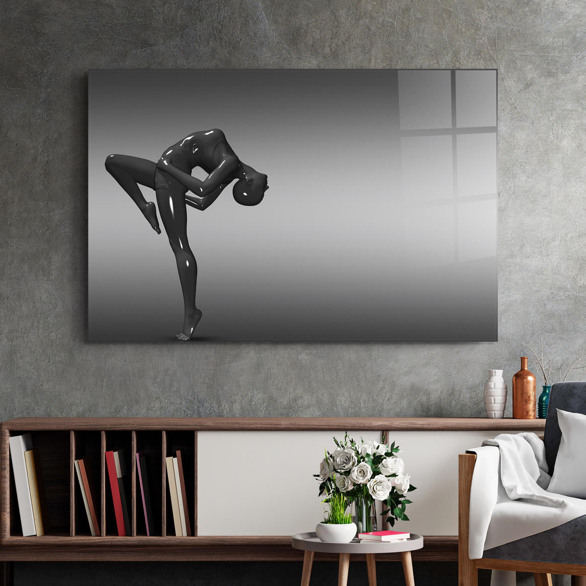 Glasbild Black Glossy Female Dancer mockup 2
